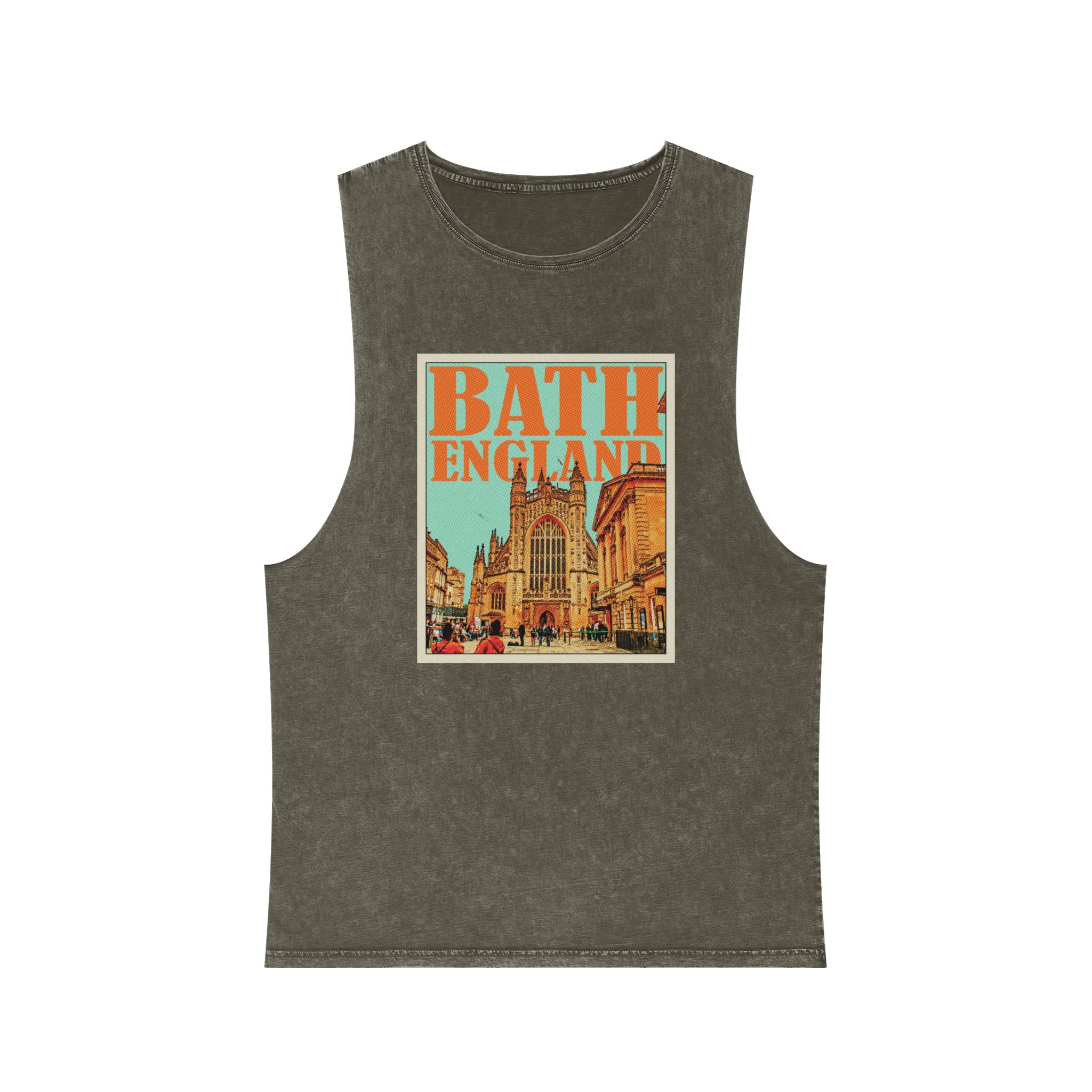 Bath England Retro Travel Poster Unisex Stonewash Tank Top - Image 5