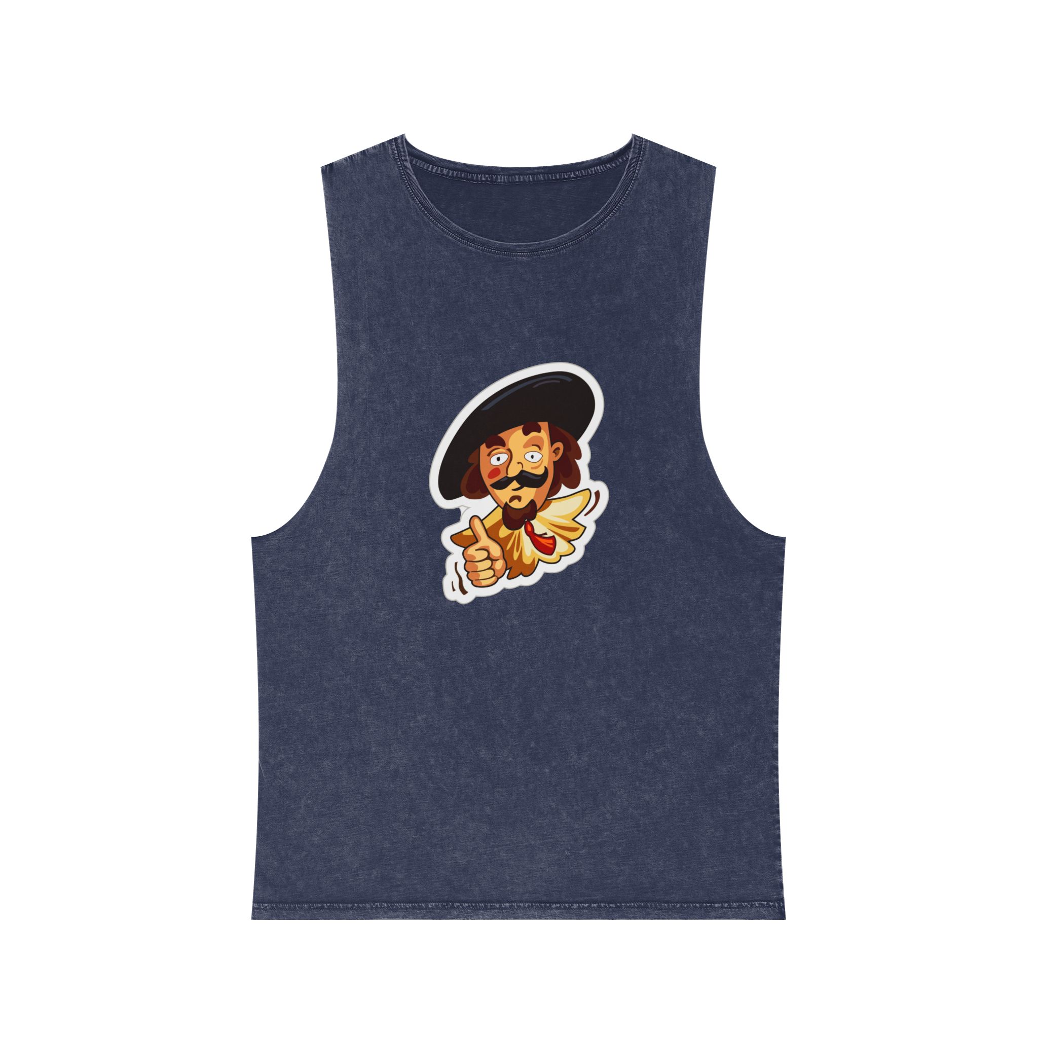 Cartoon Musketeer Thumbs Up Unisex Stonewash Tank Top - Image 13
