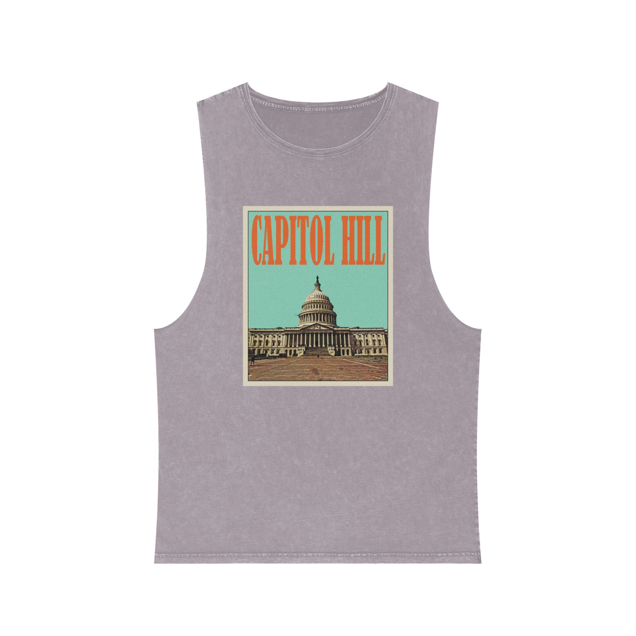 Capitol Hill Retro Travel Poster Unisex Stonewash Tank Top - Image 17