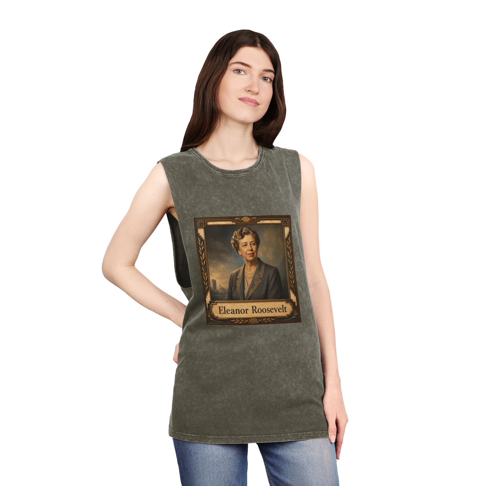 Eleanor Roosevelt Unisex Stonewash Tank Top - Image 8