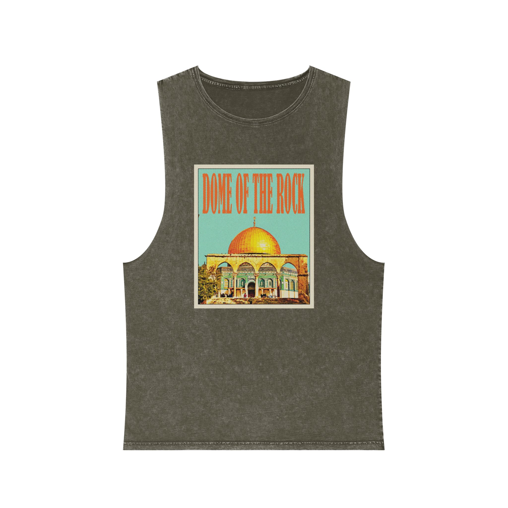 Dome Rock Retro Travel Poster Unisex Stonewash Tank Top - Image 5