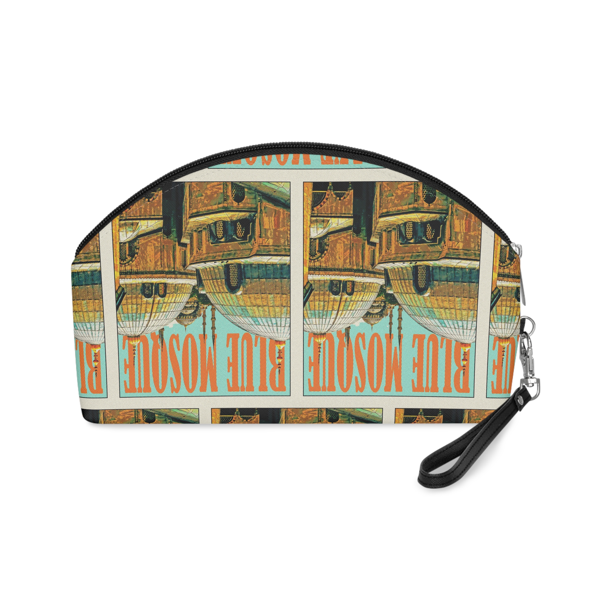Blue Mosque Retro Travel Poster (1) Makeup Bag - Image 2
