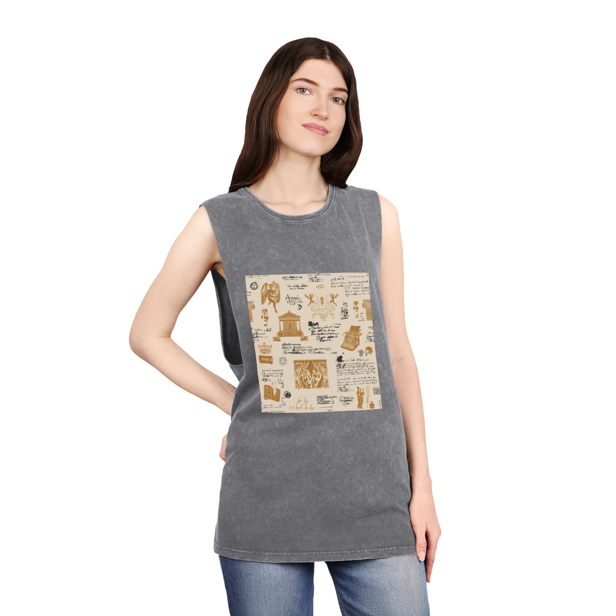 Theater Background 004 Unisex Stonewash Tank Top - Image 12