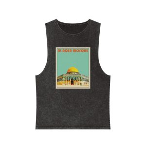 Al Aqsa Mosque Retro Travel Poster Unisex Stonewash Tank Top