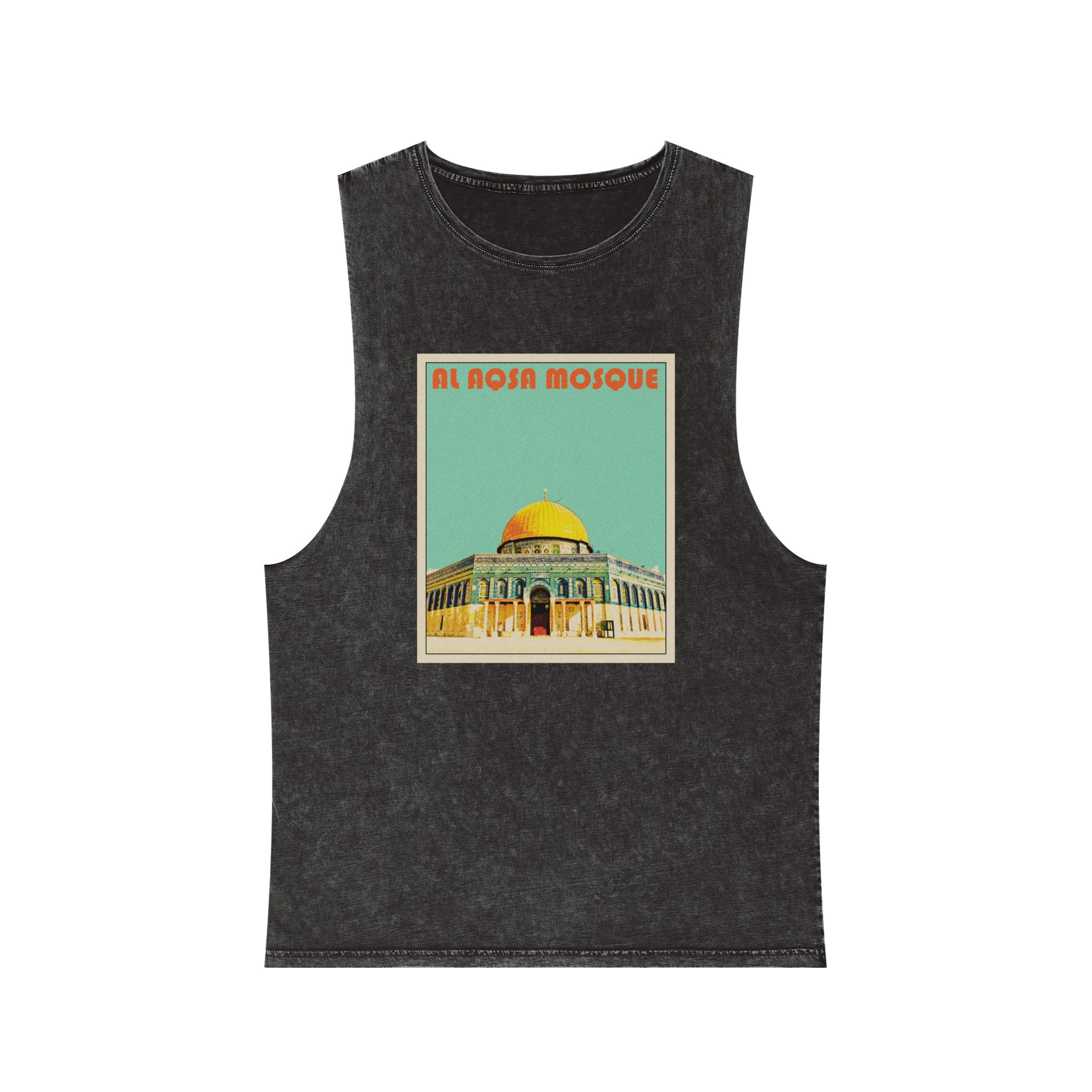 Al Aqsa Mosque Retro Travel Poster Unisex Stonewash Tank Top