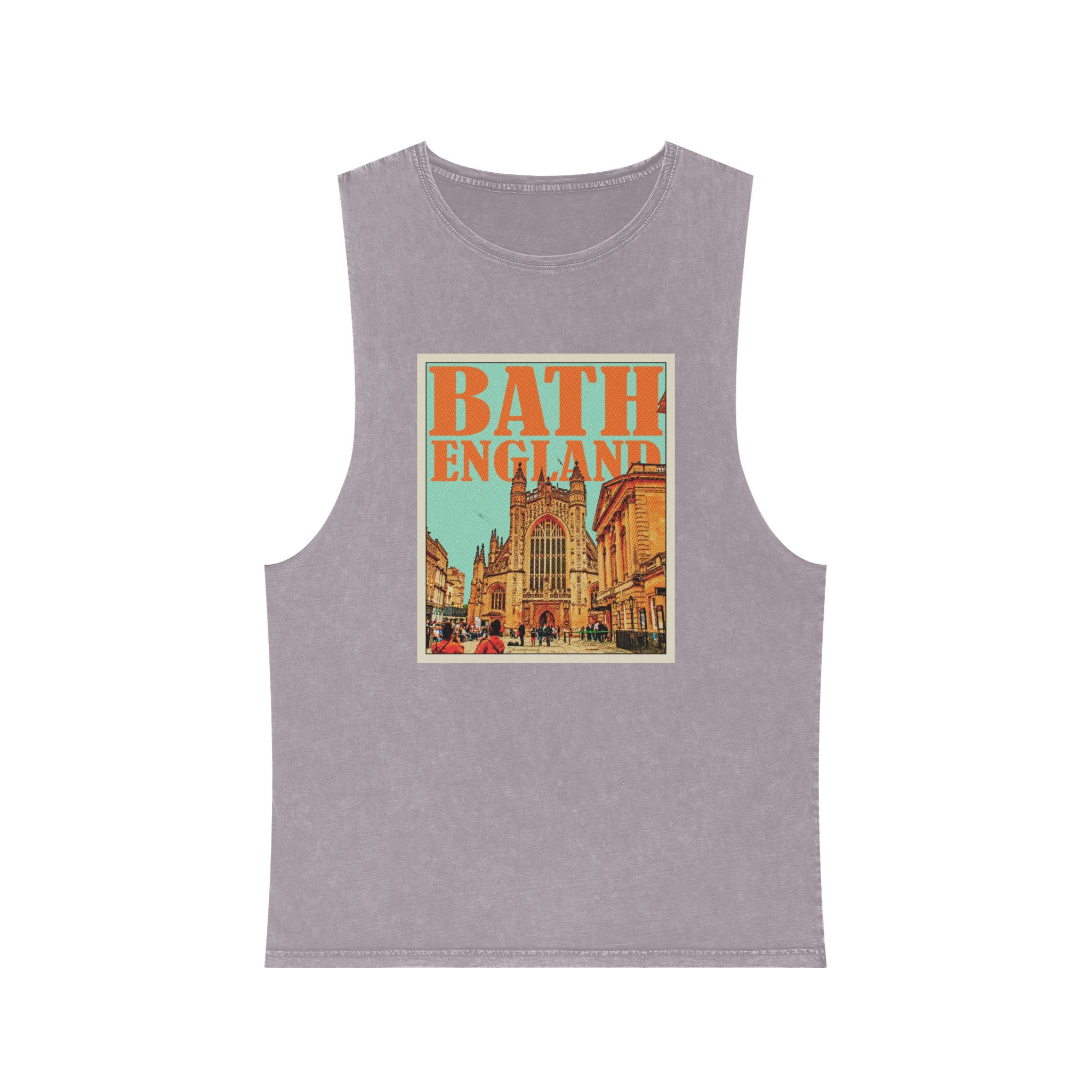 Bath England Retro Travel Poster Unisex Stonewash Tank Top - Image 17