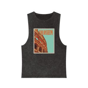 Colosseum Retro Travel Poster (2) Unisex Stonewash Tank Top