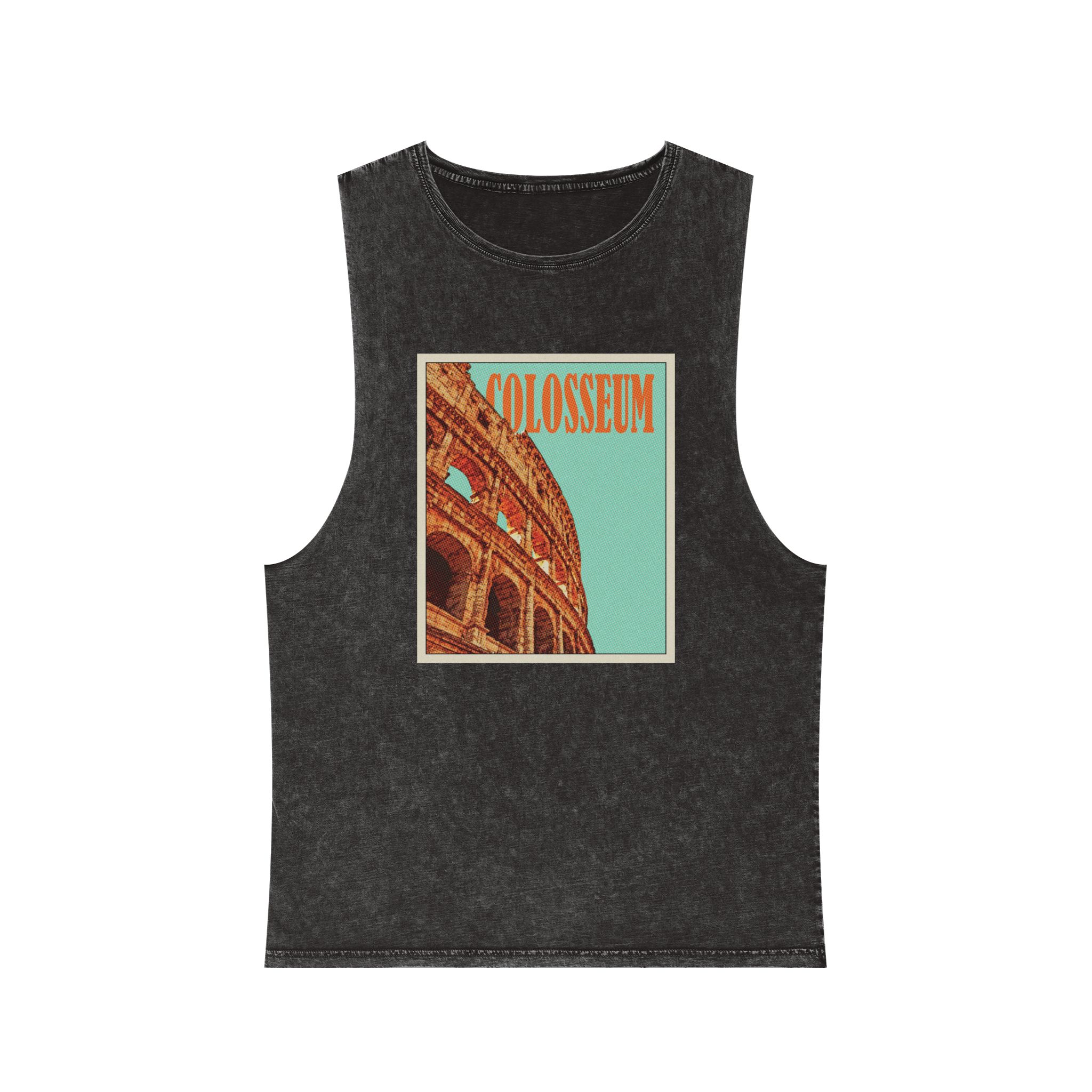 Colosseum Retro Travel Poster (2) Unisex Stonewash Tank Top