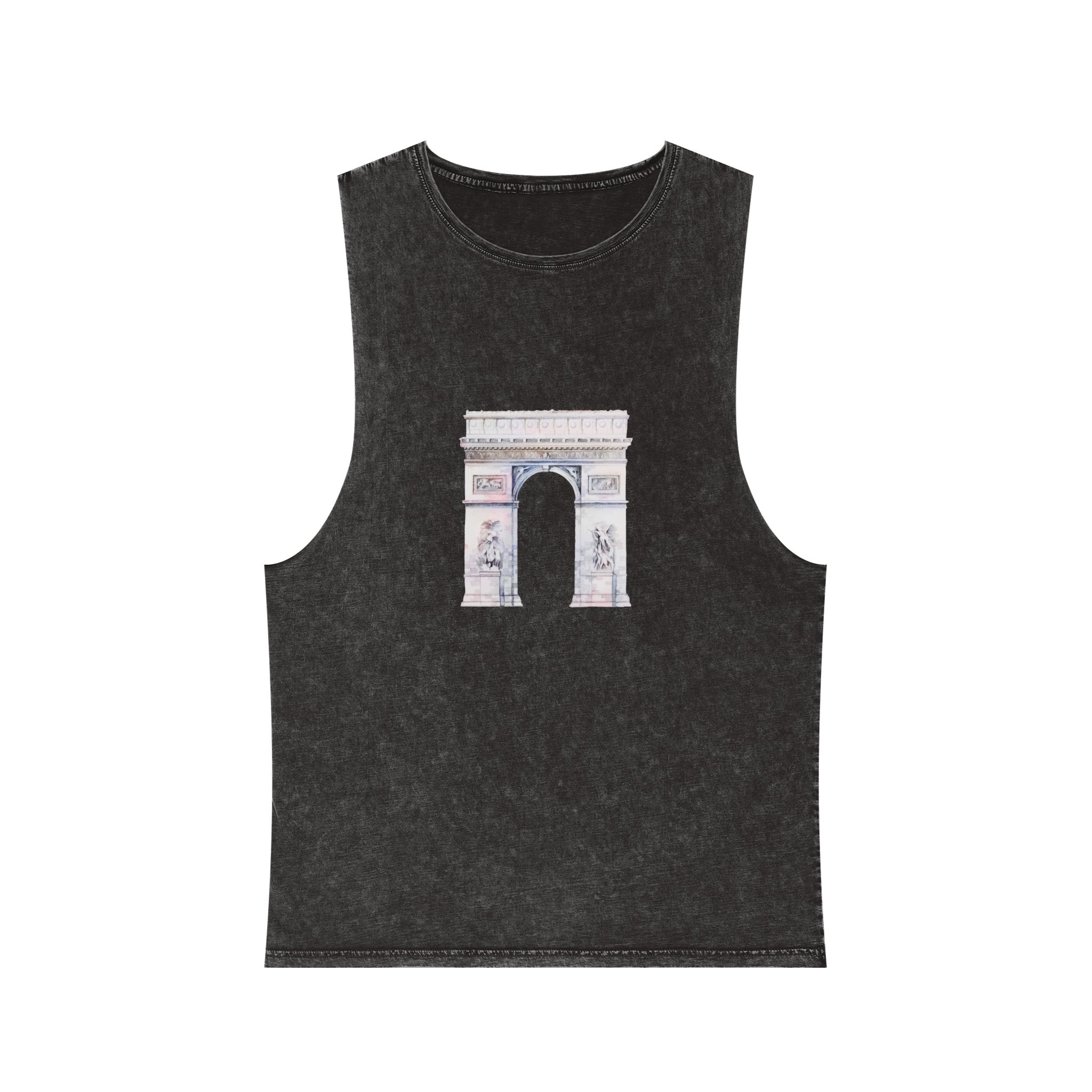 Arc de Triomphe Paris Vector Unisex Stonewash Tank Top
