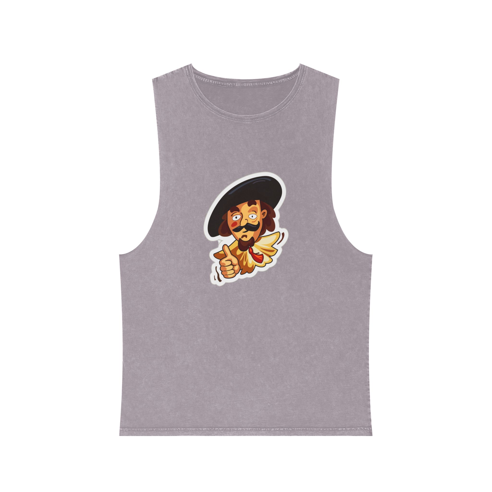 Cartoon Musketeer Thumbs Up Unisex Stonewash Tank Top - Image 17