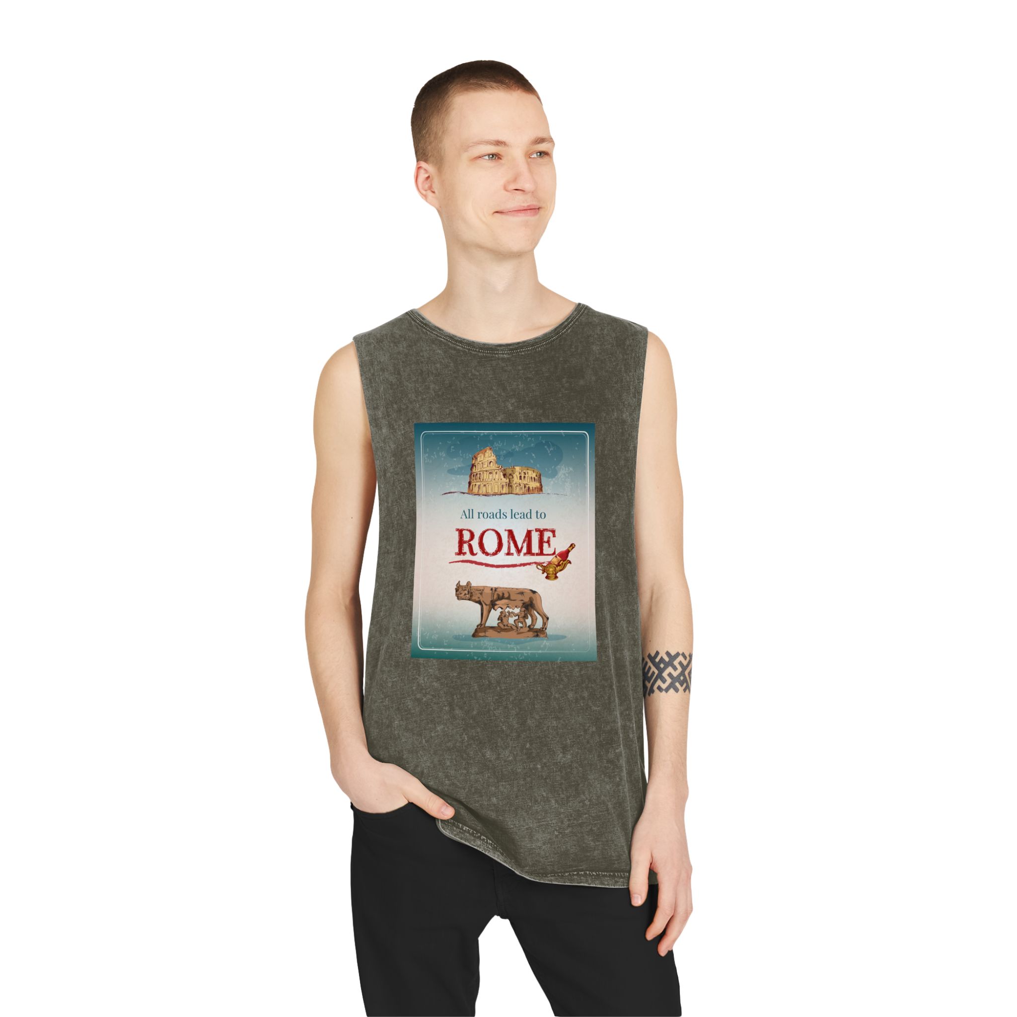 Historical Design E34B4F Unisex Stonewash Tank Top - Image 7