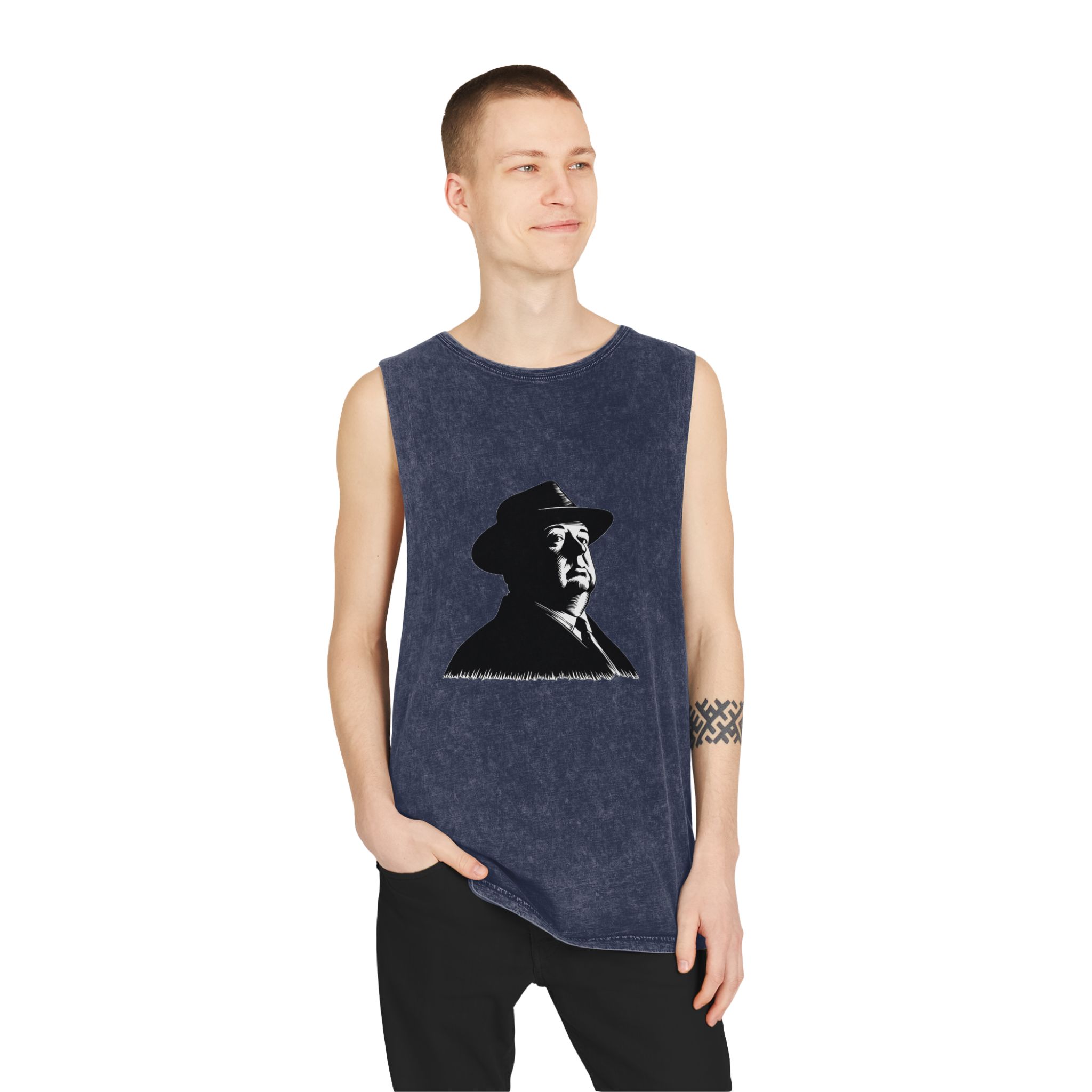 Fondo de “alfred Hitchcock (1) Unisex Stonewash Tank Top - Image 15