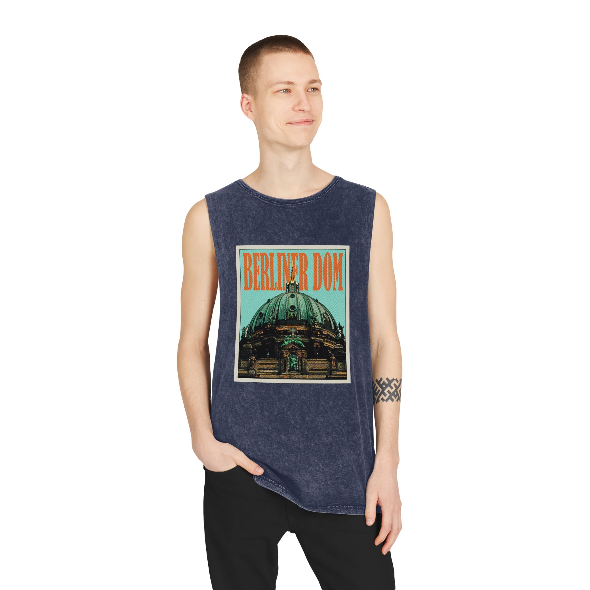 Berliner Dom Retro Travel Poster Unisex Stonewash Tank Top - Image 15