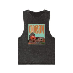 Colosseum Retro Travel Poster (1) Unisex Stonewash Tank Top