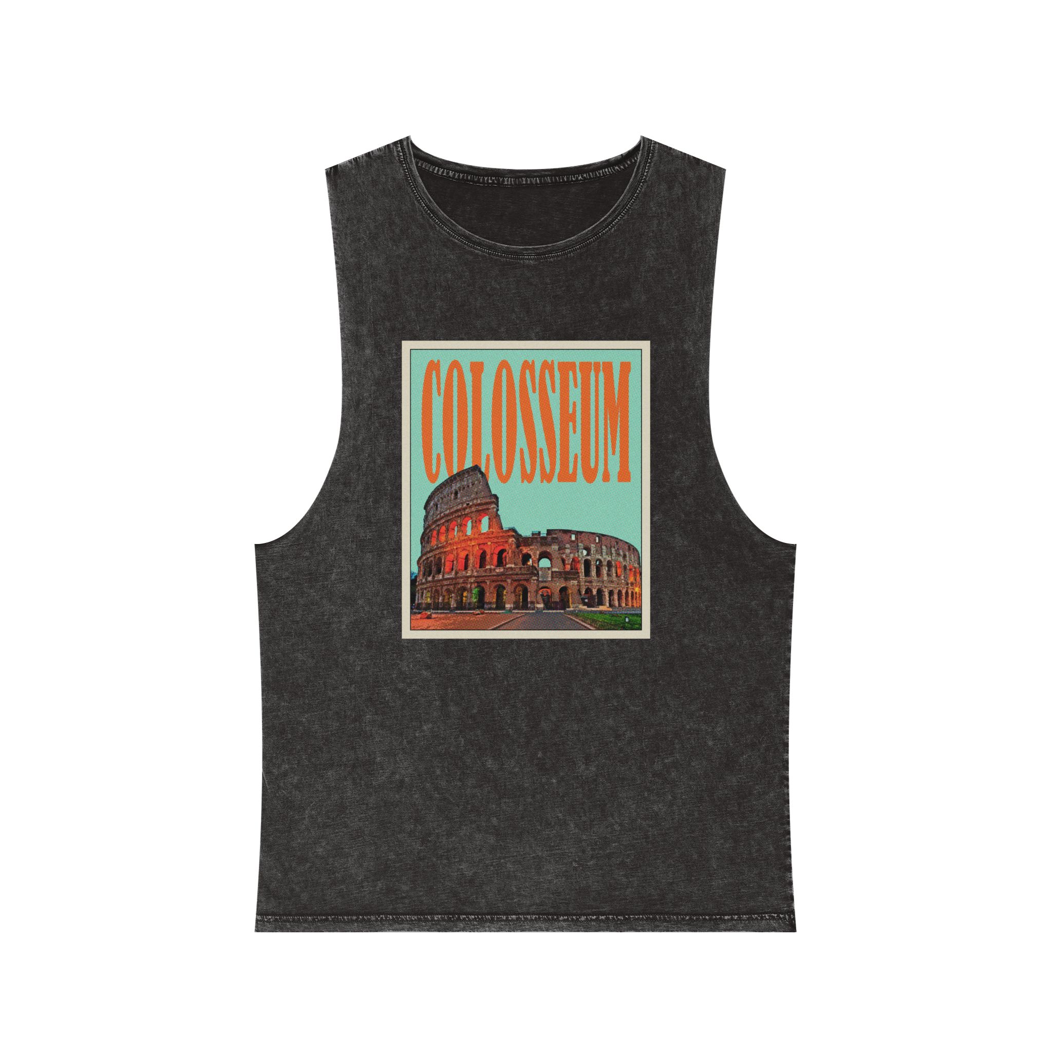 Colosseum Retro Travel Poster (1) Unisex Stonewash Tank Top