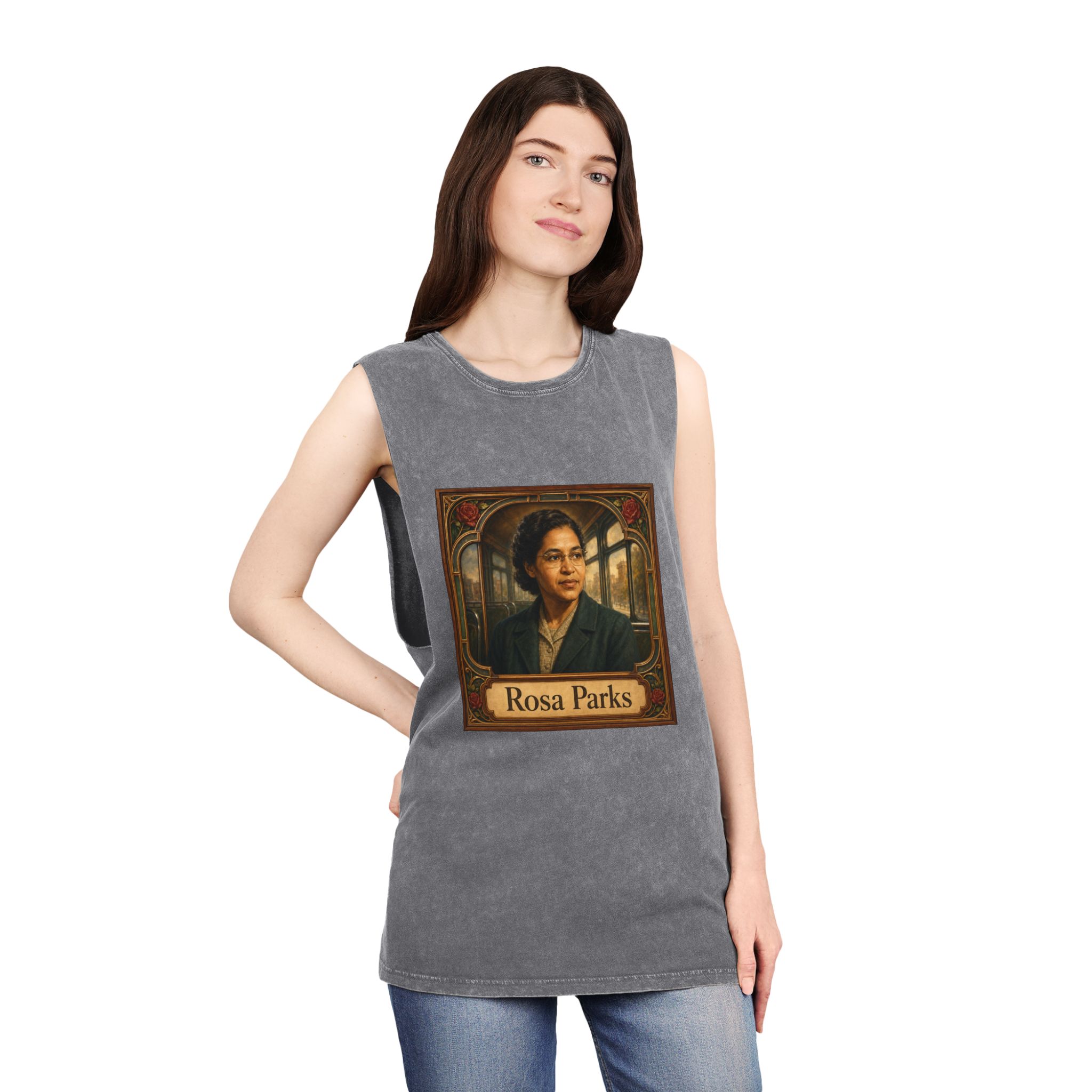Rosa Parks Unisex Stonewash Tank Top - Image 12