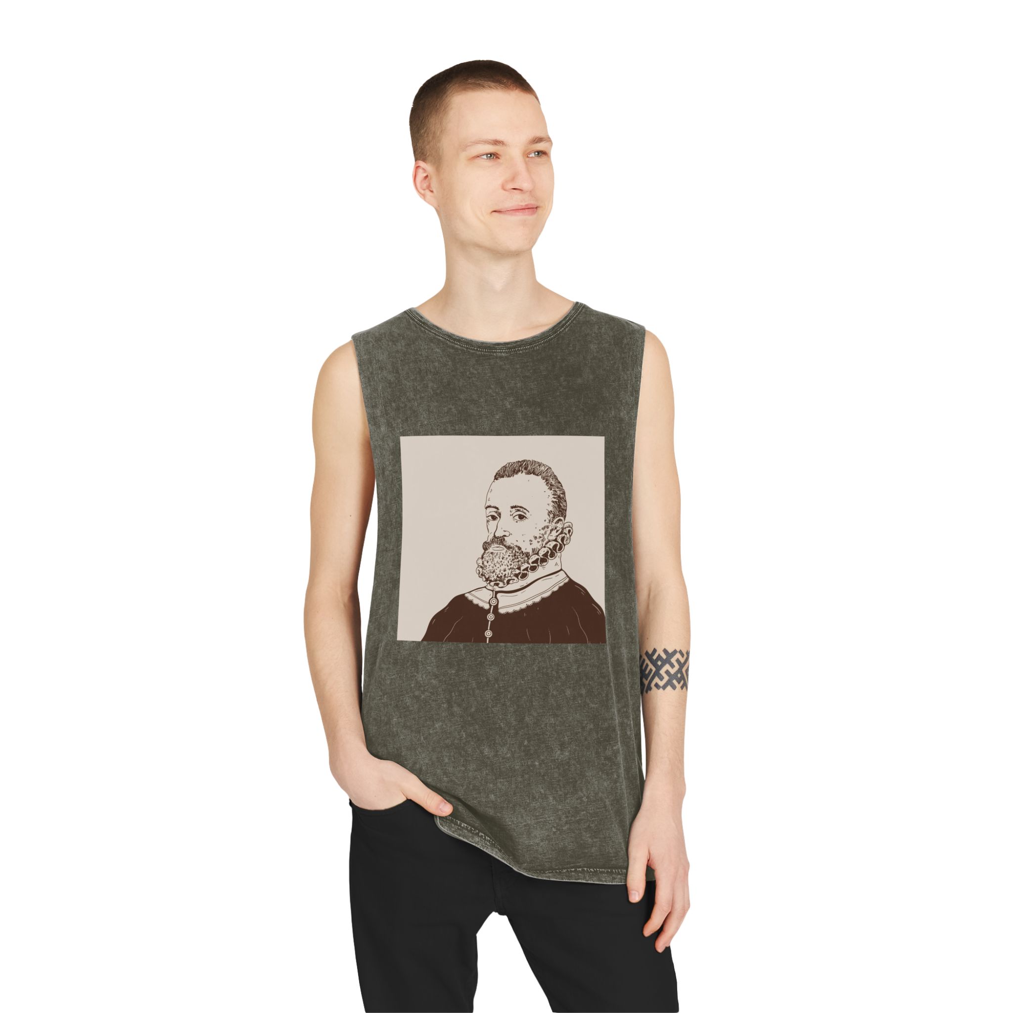 Historical Design E34CAD Unisex Stonewash Tank Top - Image 7
