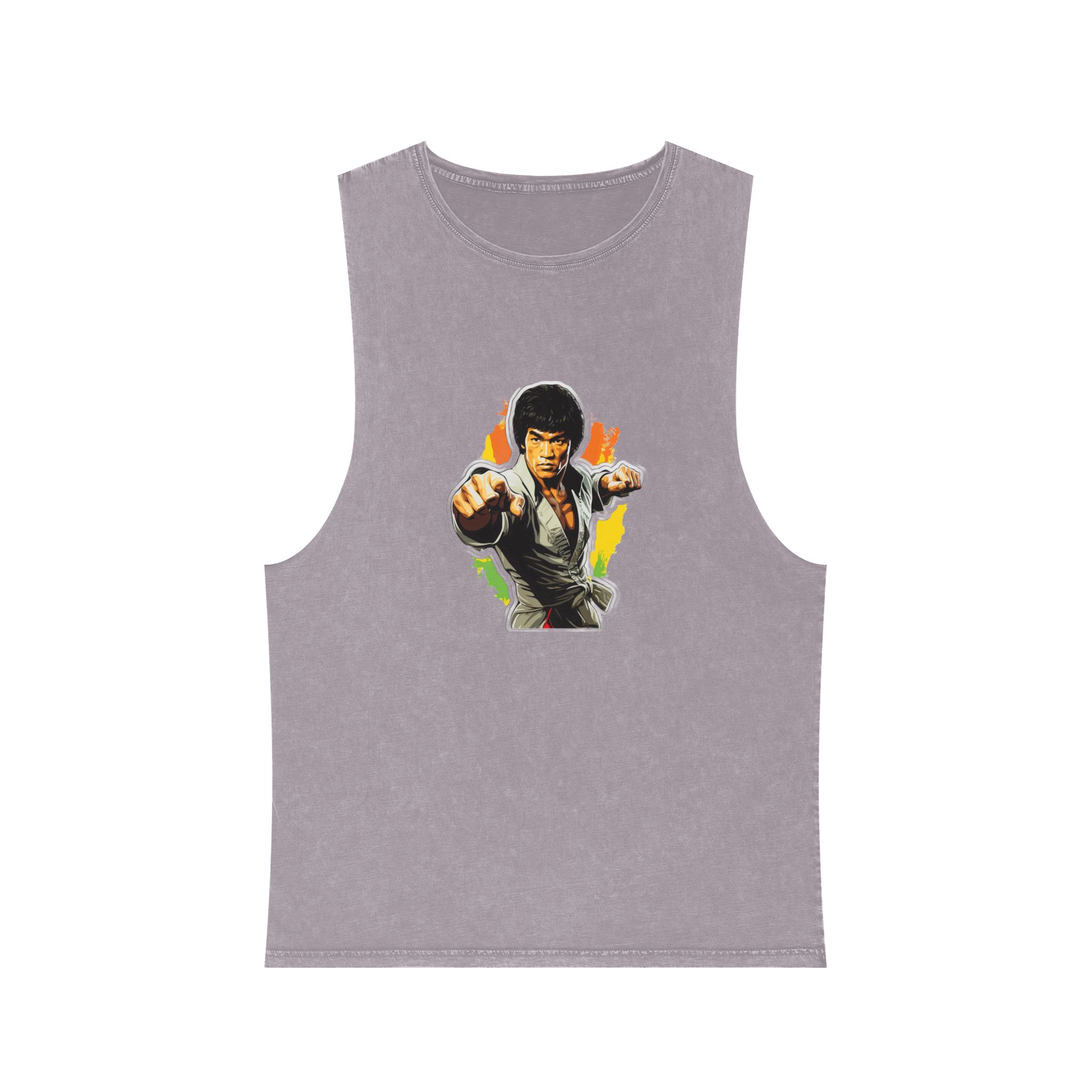 Bruce Lee In A Fighting Stance Unisex Stonewash Tank Top - Image 17