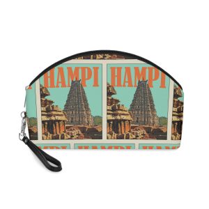 Hampi Retro Travel Poster (2) Makeup Bag