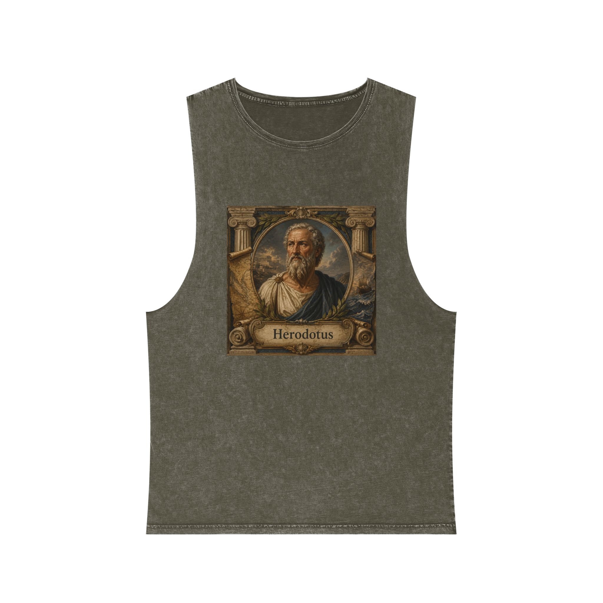 Herodotus Unisex Stonewash Tank Top - Image 5