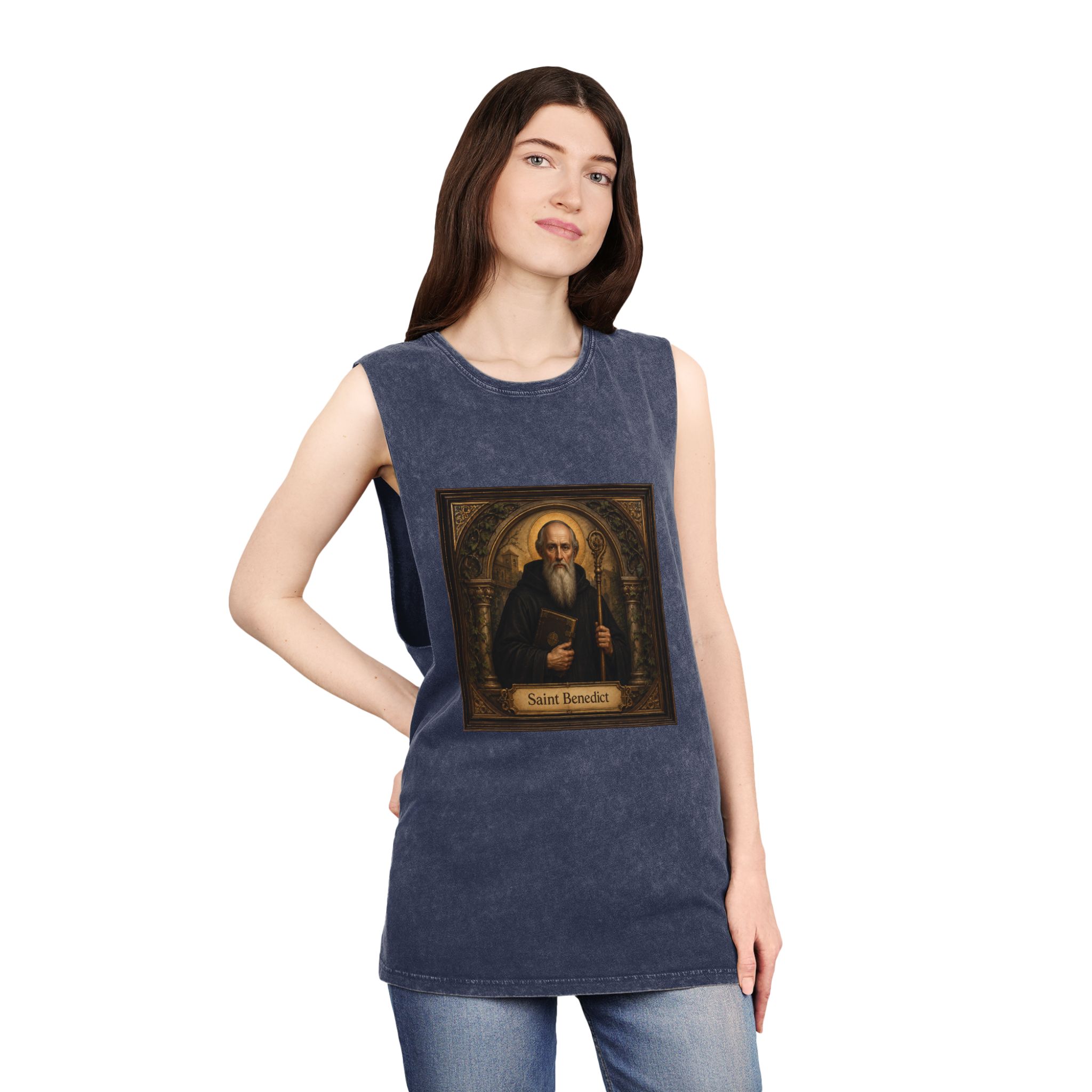 Saint Benedict Unisex Stonewash Tank Top - Image 16