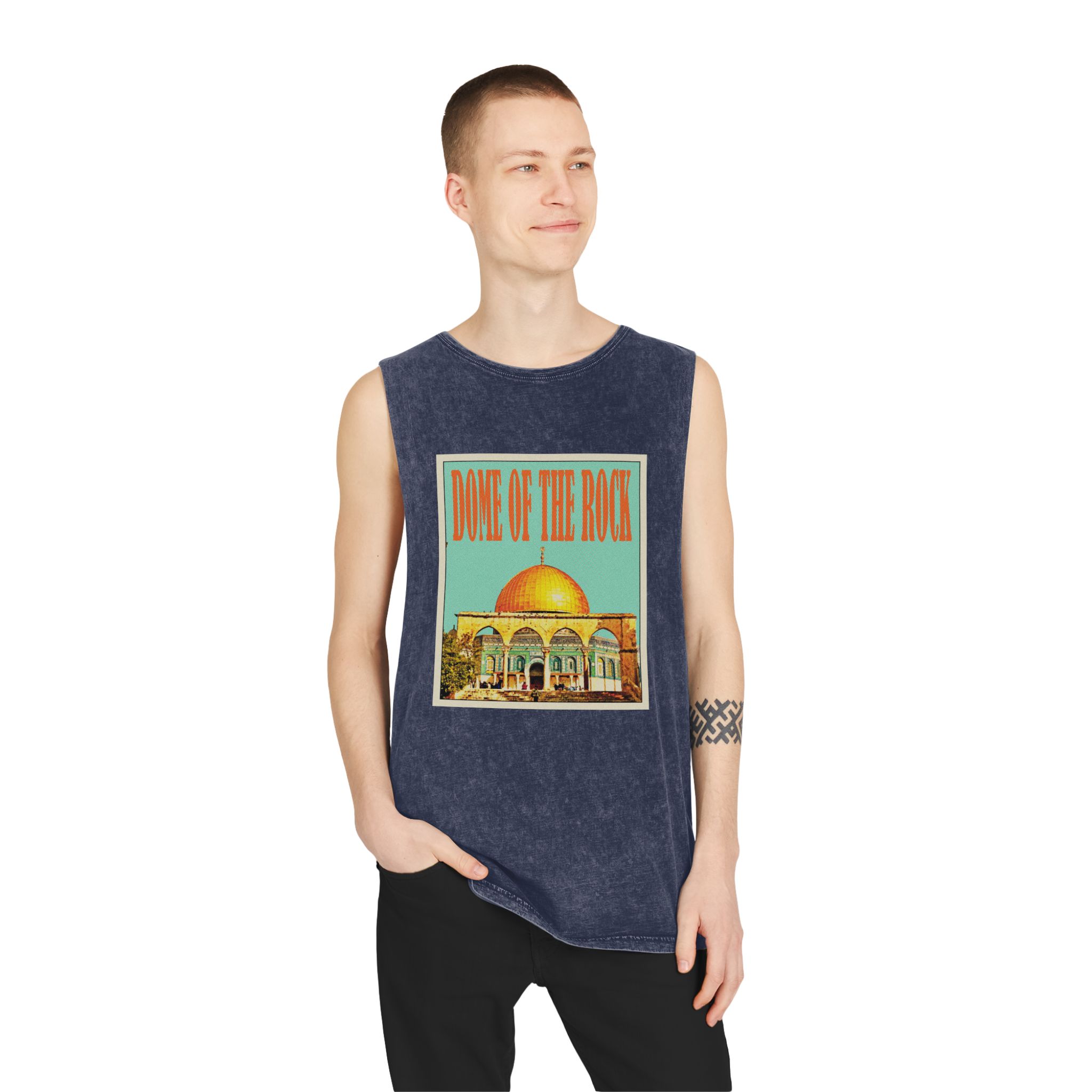 Dome Rock Retro Travel Poster Unisex Stonewash Tank Top - Image 15