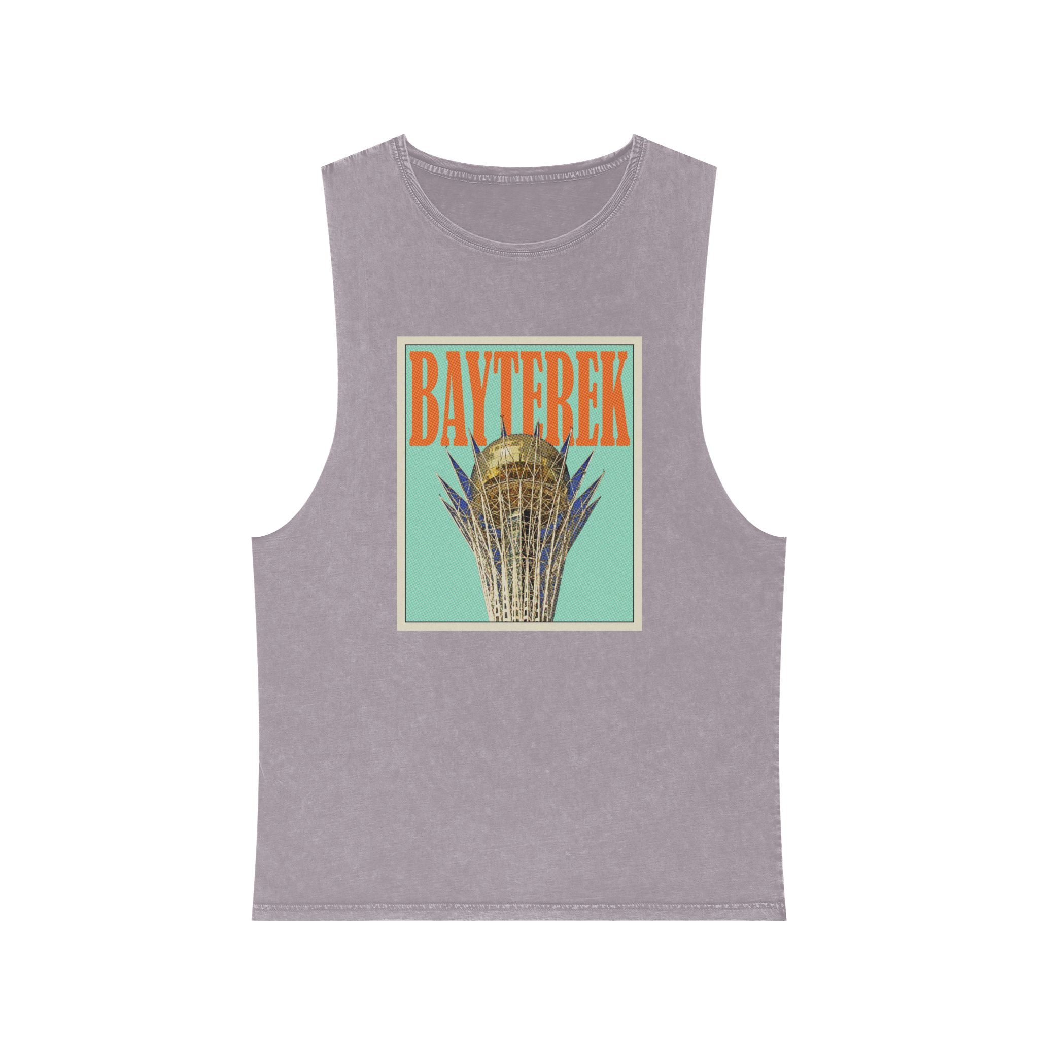 Bayterek Retro Travel Poster Unisex Stonewash Tank Top - Image 17