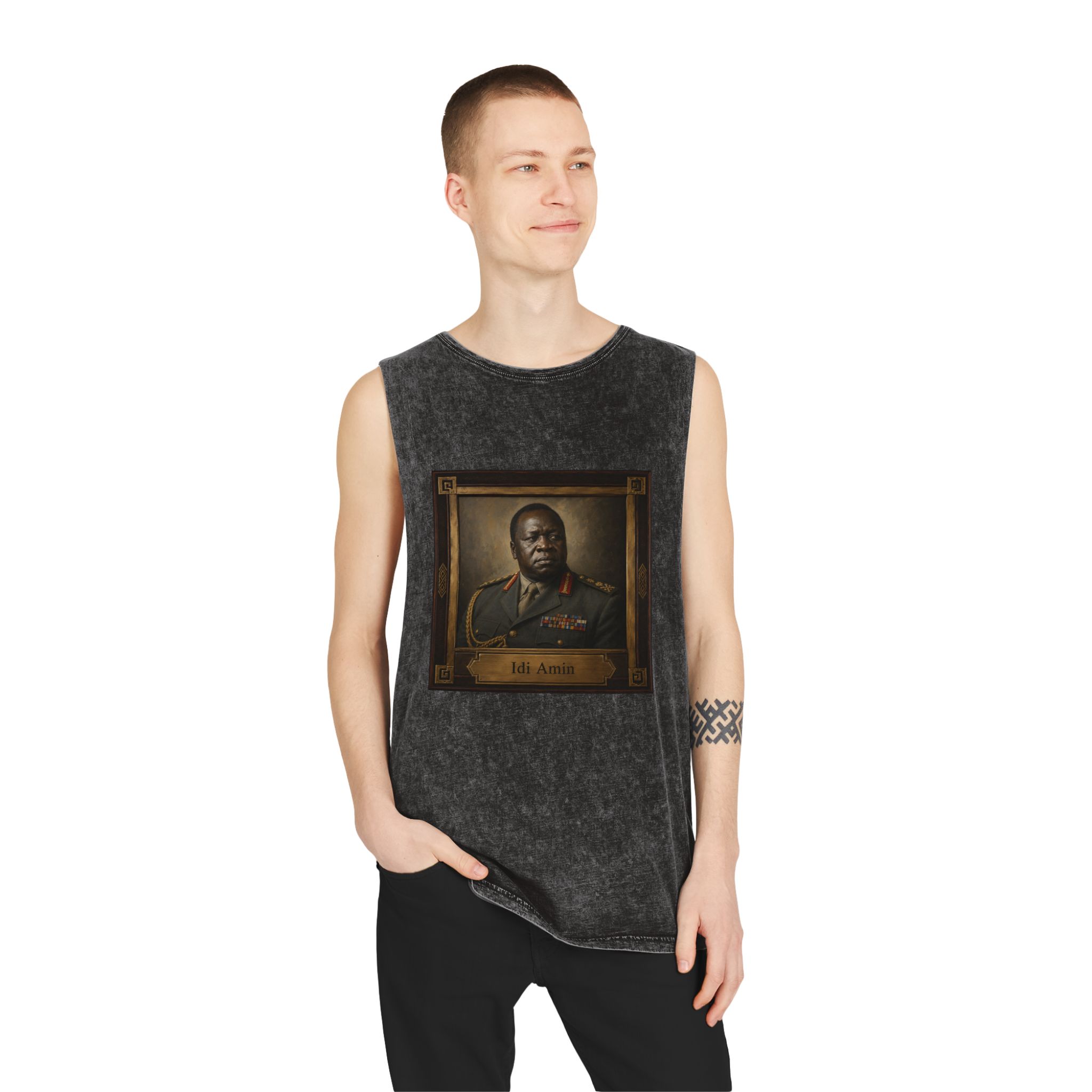 Idi Amin Unisex Stonewash Tank Top - Image 3