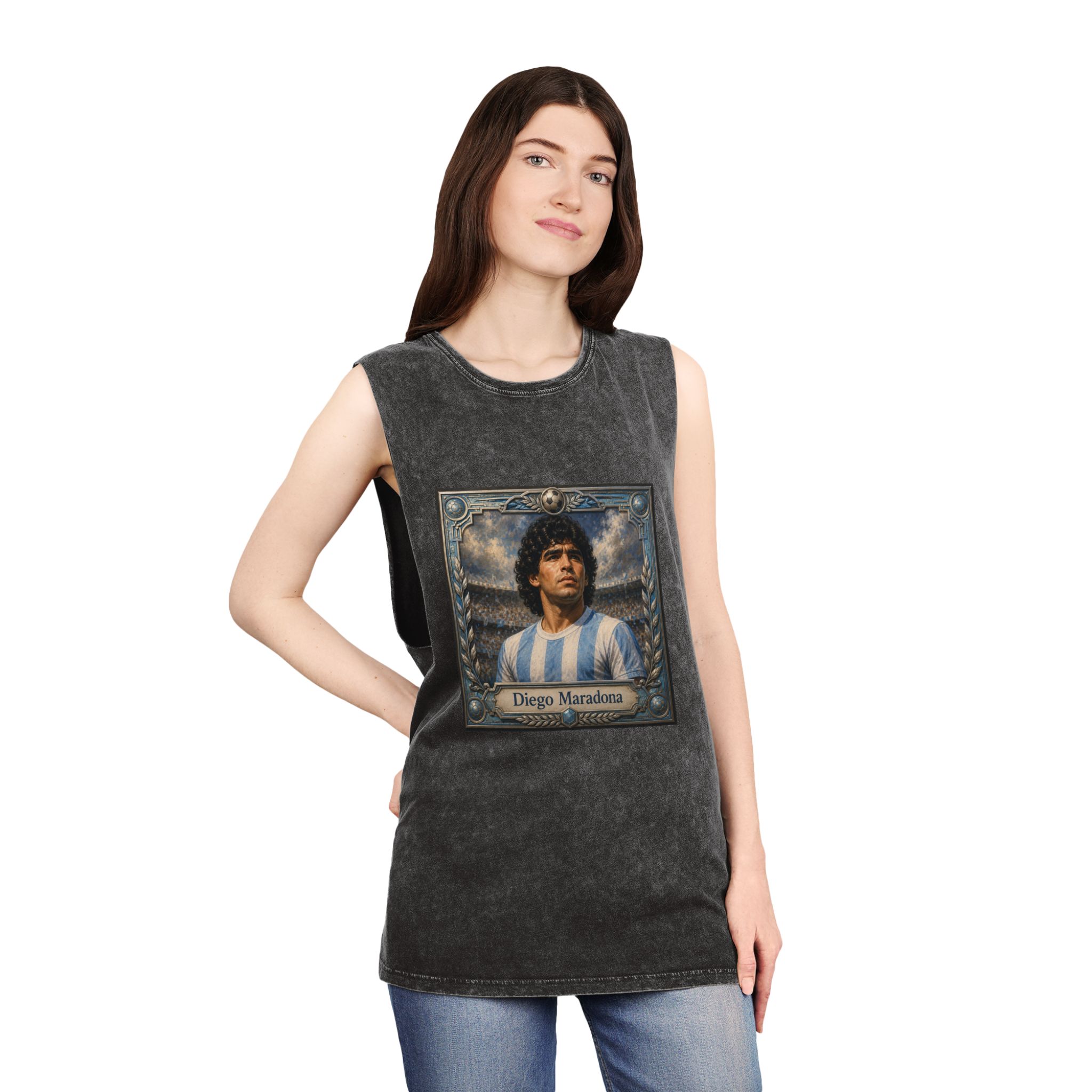 Diego Maradona Unisex Stonewash Tank Top - Image 4