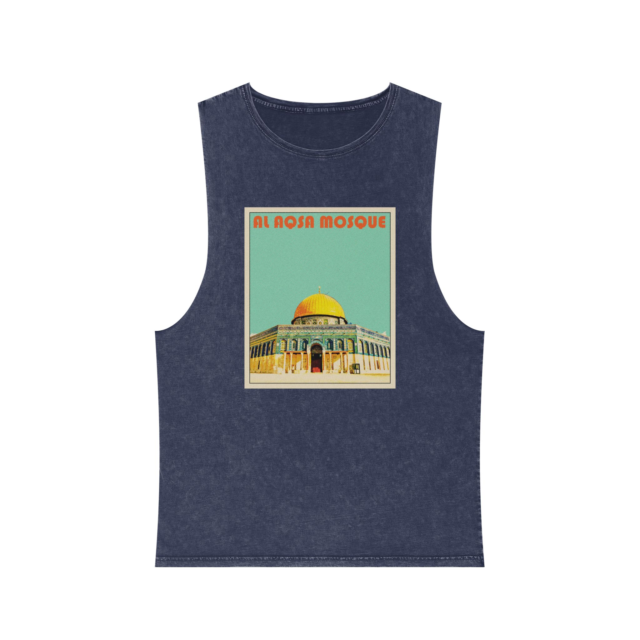Al Aqsa Mosque Retro Travel Poster Unisex Stonewash Tank Top - Image 13