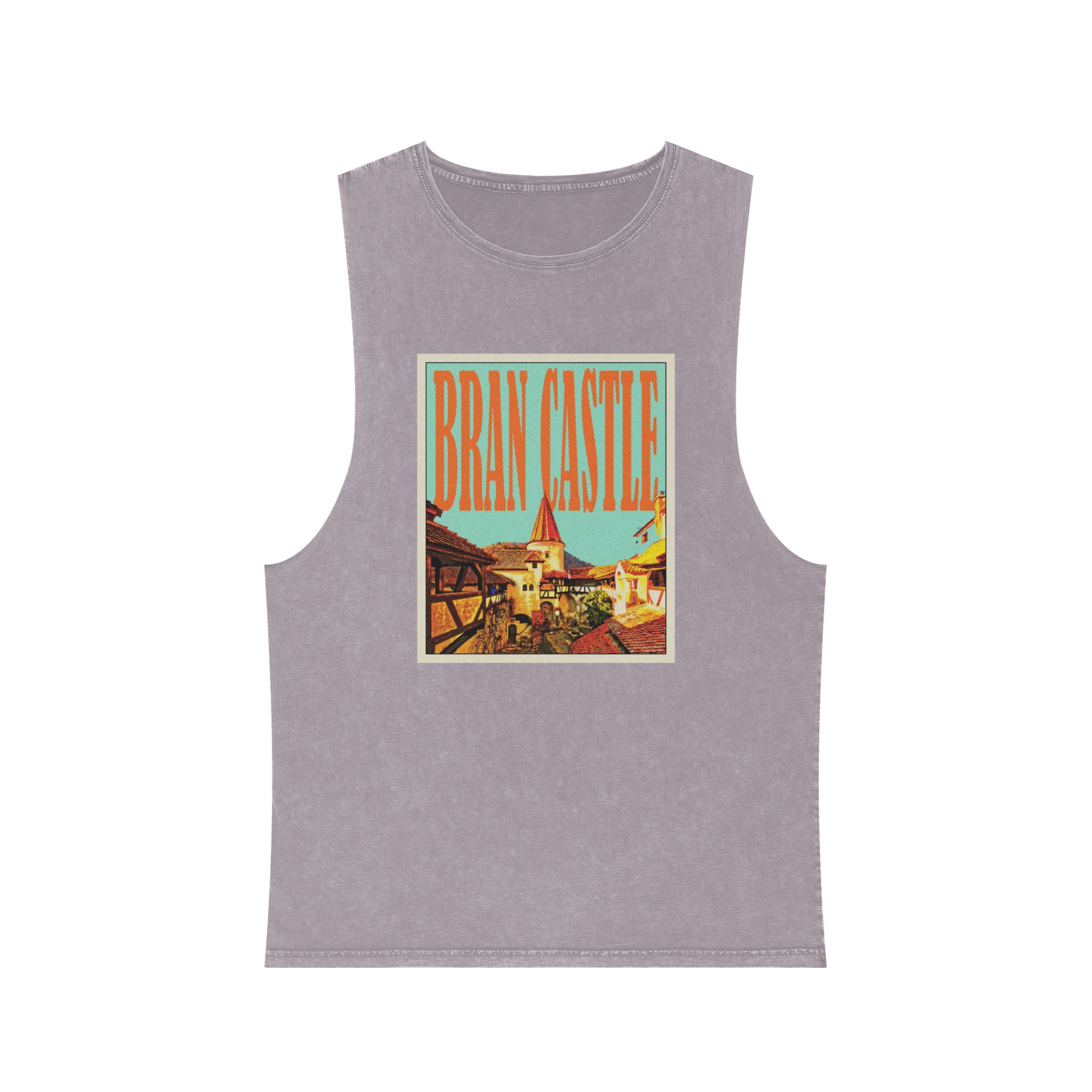 Bran Castle Retro Travel Poster (1) Unisex Stonewash Tank Top - Image 17
