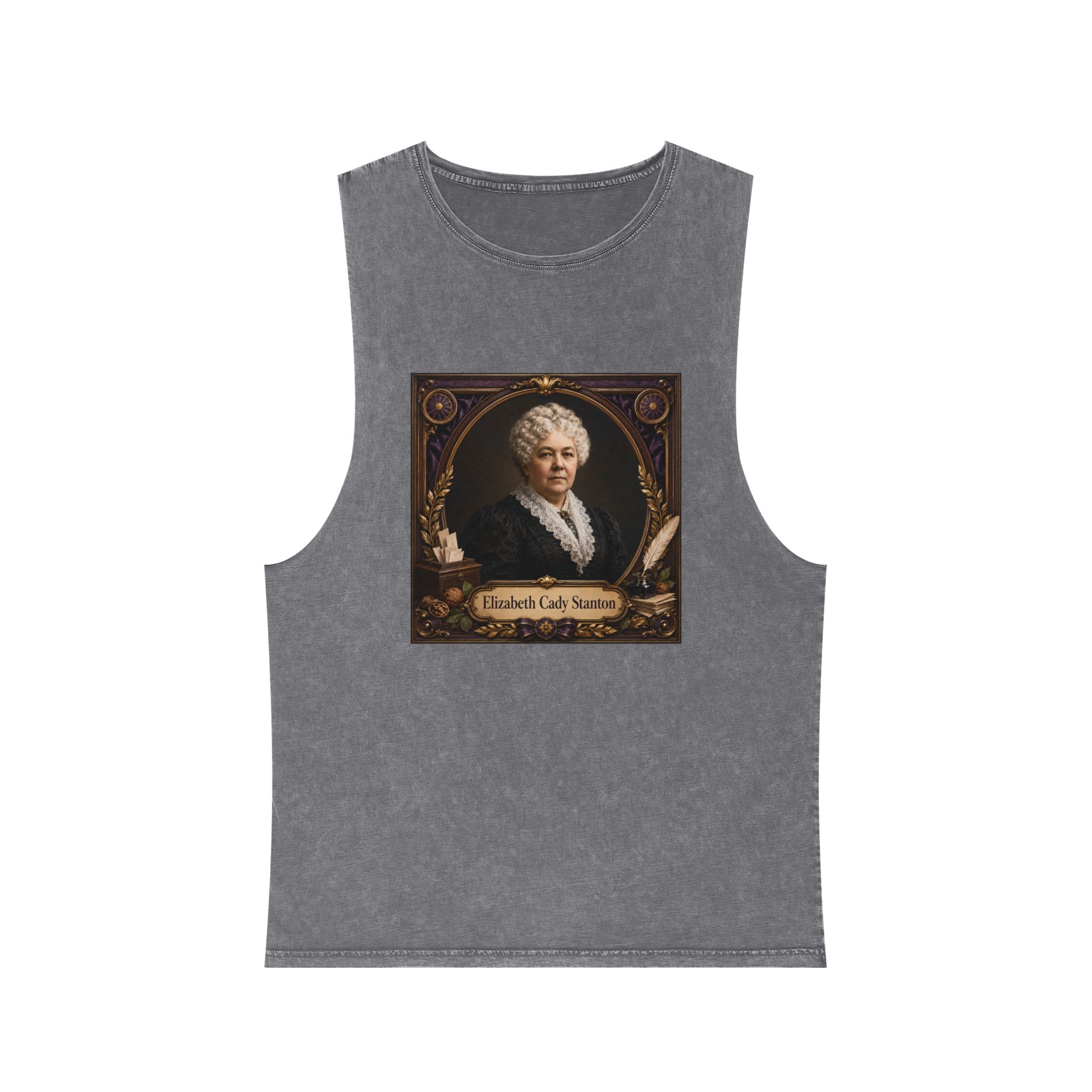 Elizabeth Cady Stanton Unisex Stonewash Tank Top - Image 9