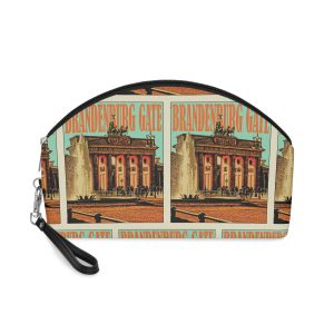 Brandenburg Gate Retro Travel Poster Makeup Bag
