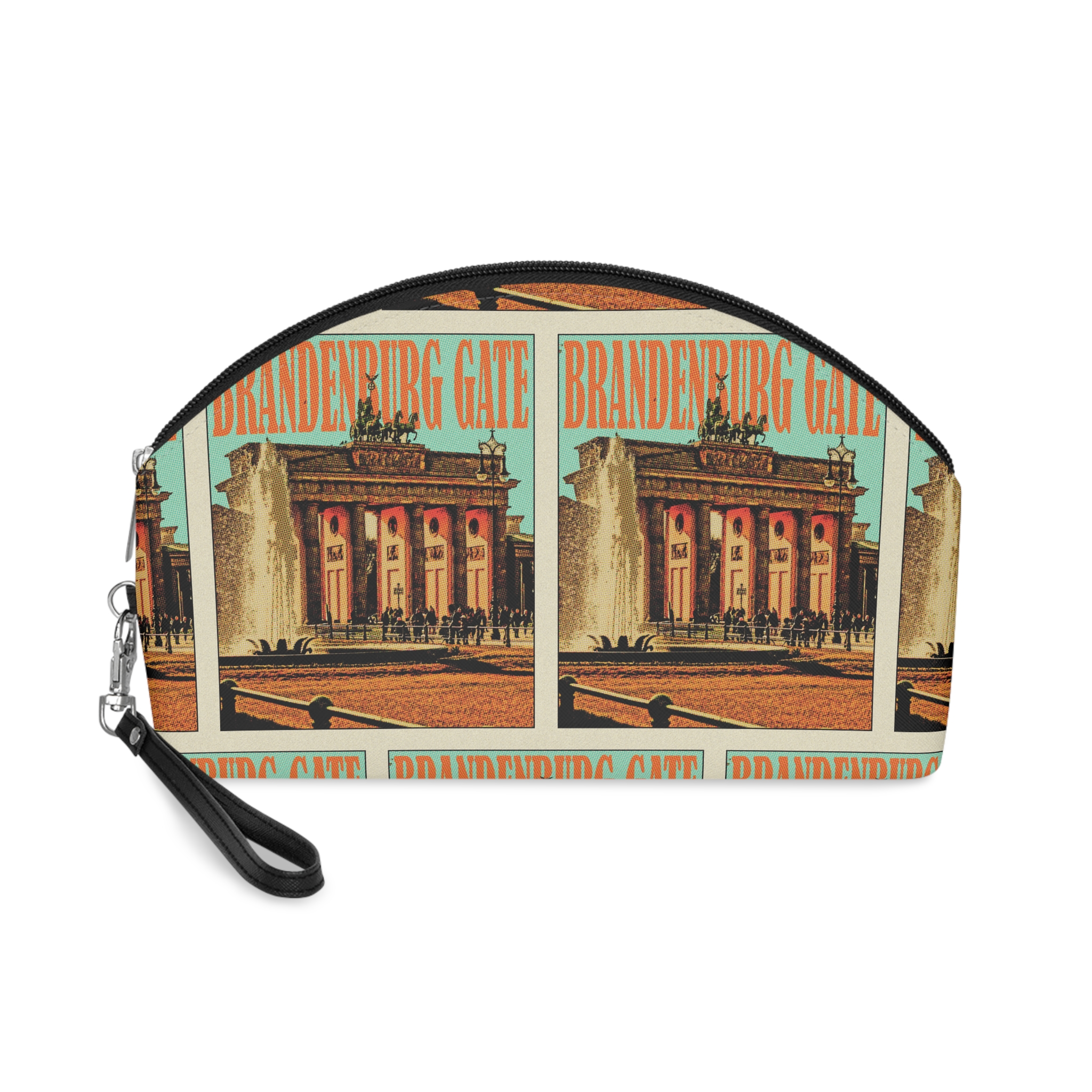 Brandenburg Gate Retro Travel Poster Makeup Bag