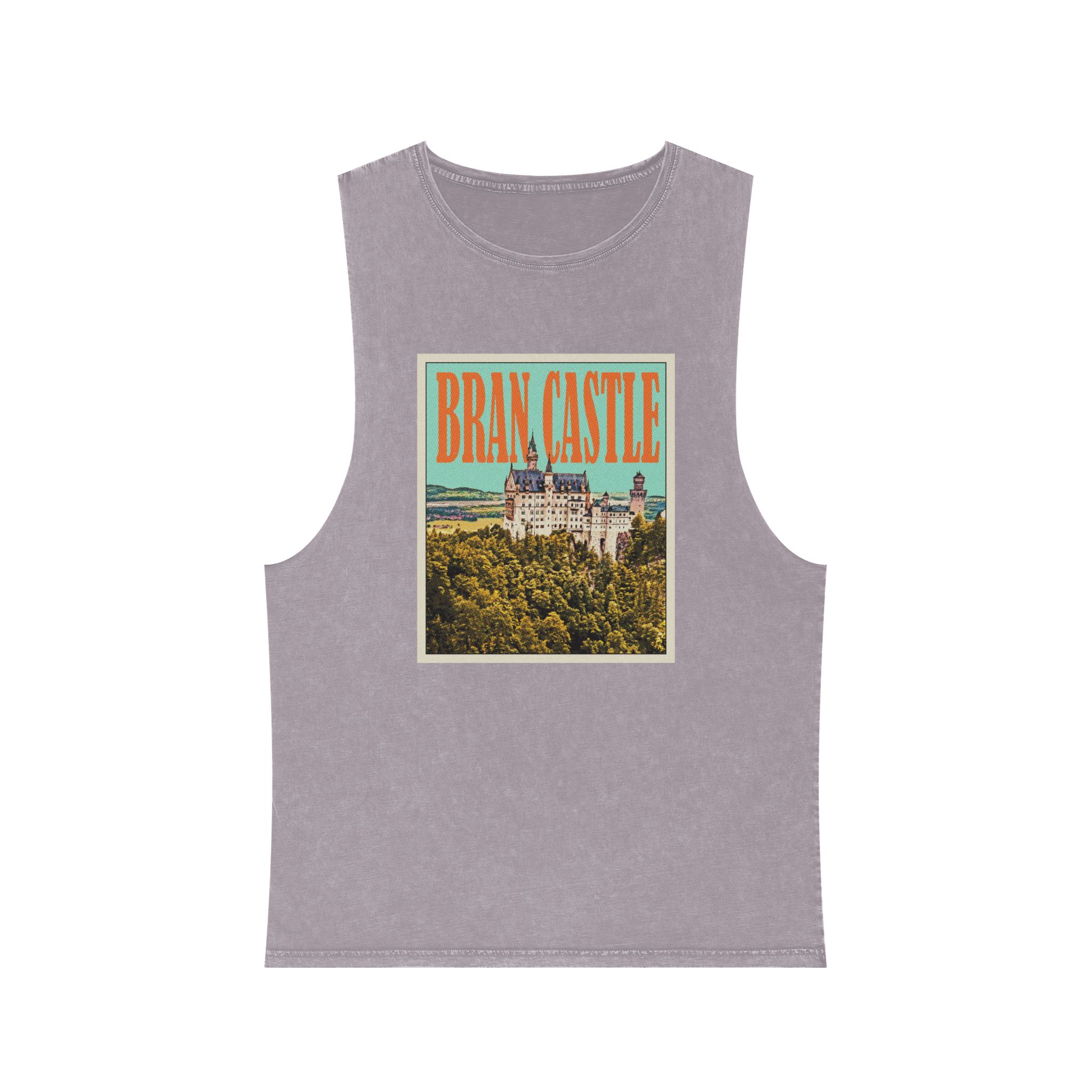 Bran Castle Retro Travel Poster Unisex Stonewash Tank Top - Image 17