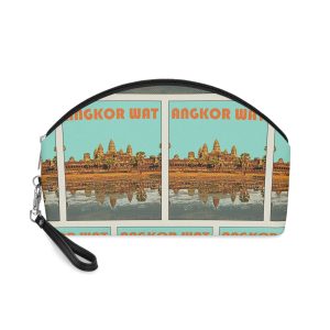 Angkor Wat Retro Travel Poster Makeup Bag