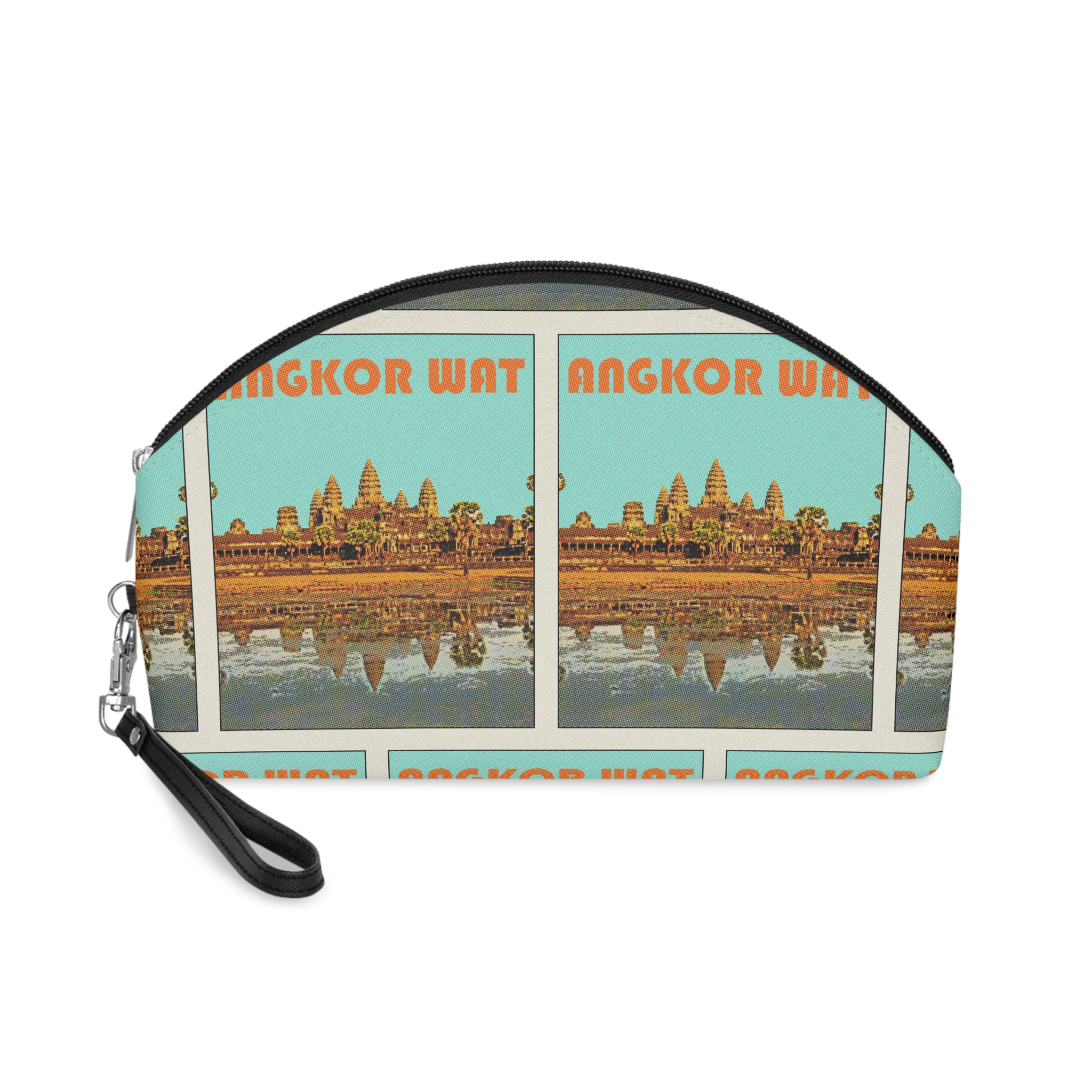Angkor Wat Retro Travel Poster Makeup Bag