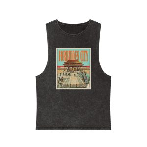 Forbidden City Retro Travel Poster (1) Unisex Stonewash Tank Top