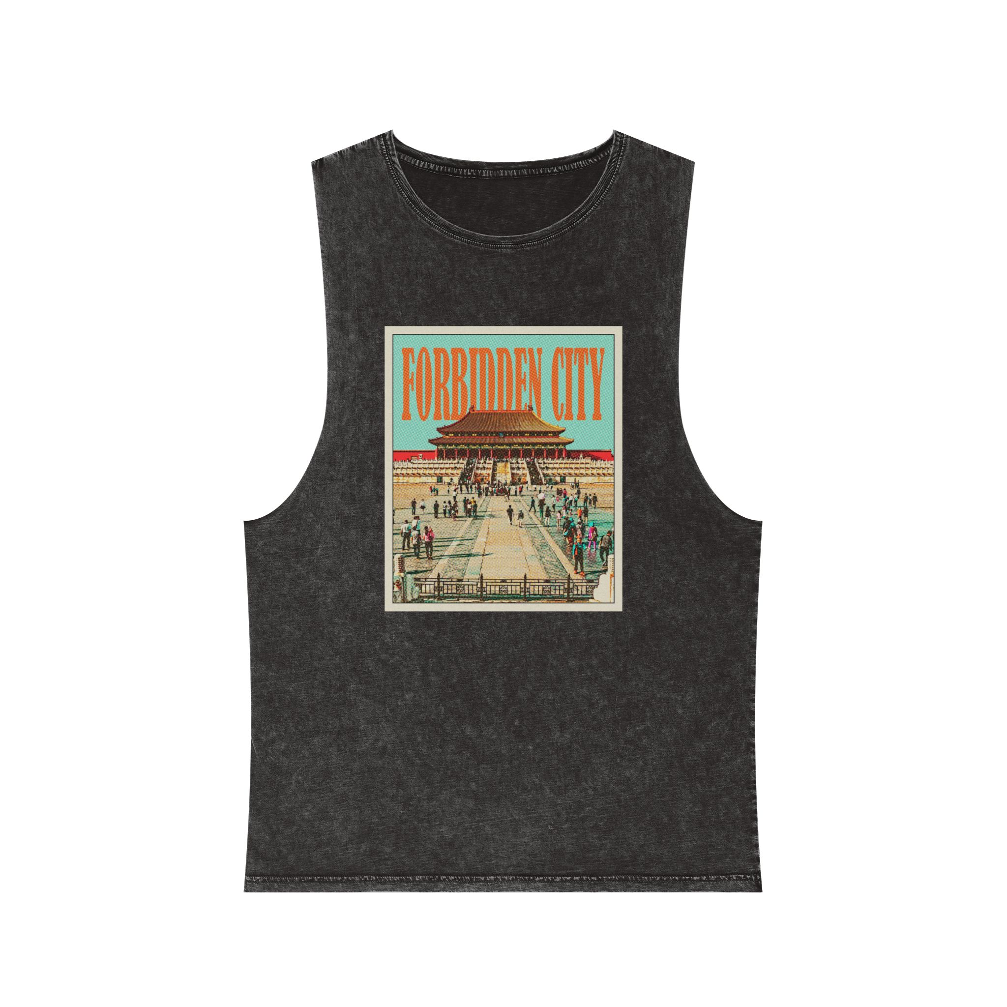 Forbidden City Retro Travel Poster (1) Unisex Stonewash Tank Top