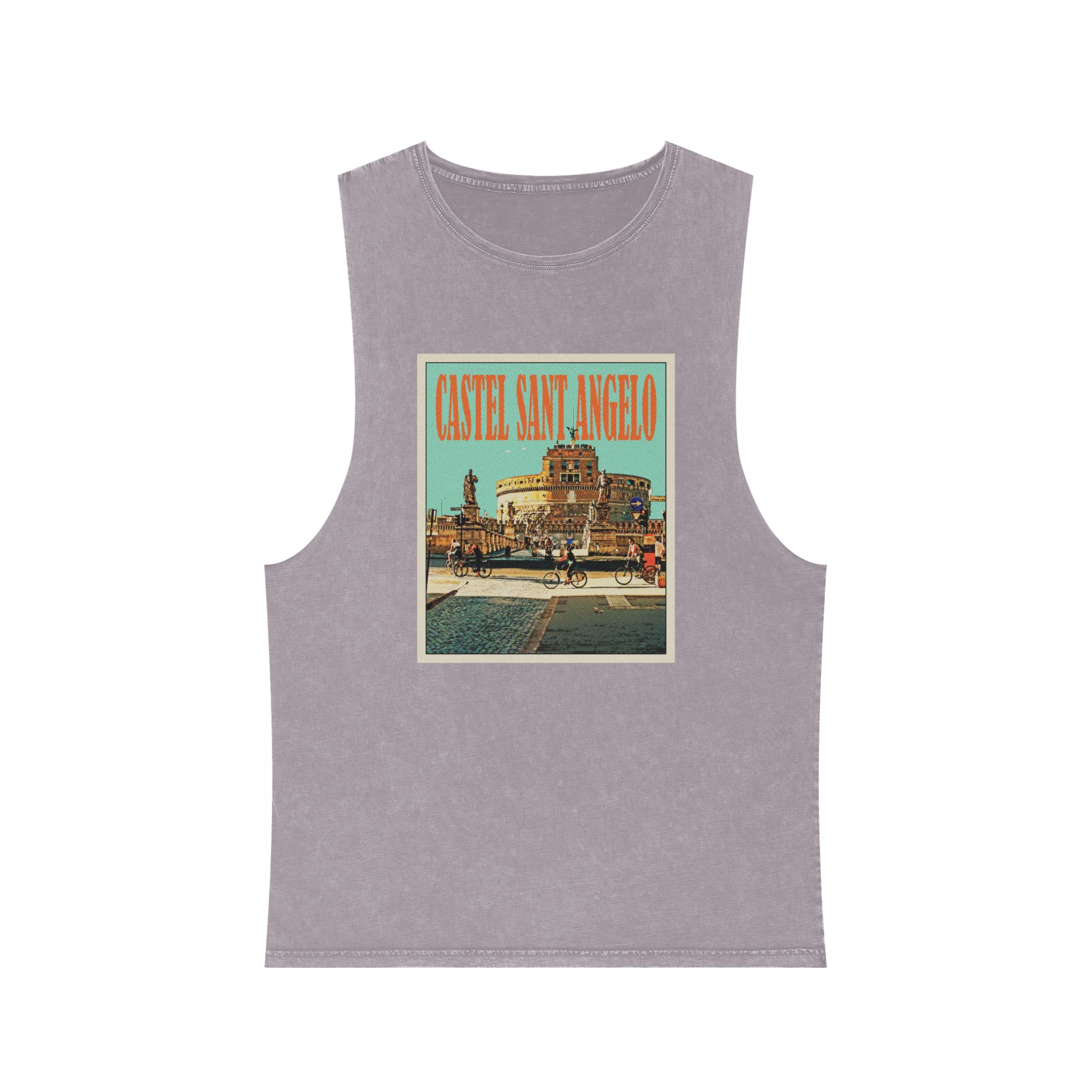 Castel Sant Angelo Retro Travel Poster Unisex Stonewash Tank Top - Image 17