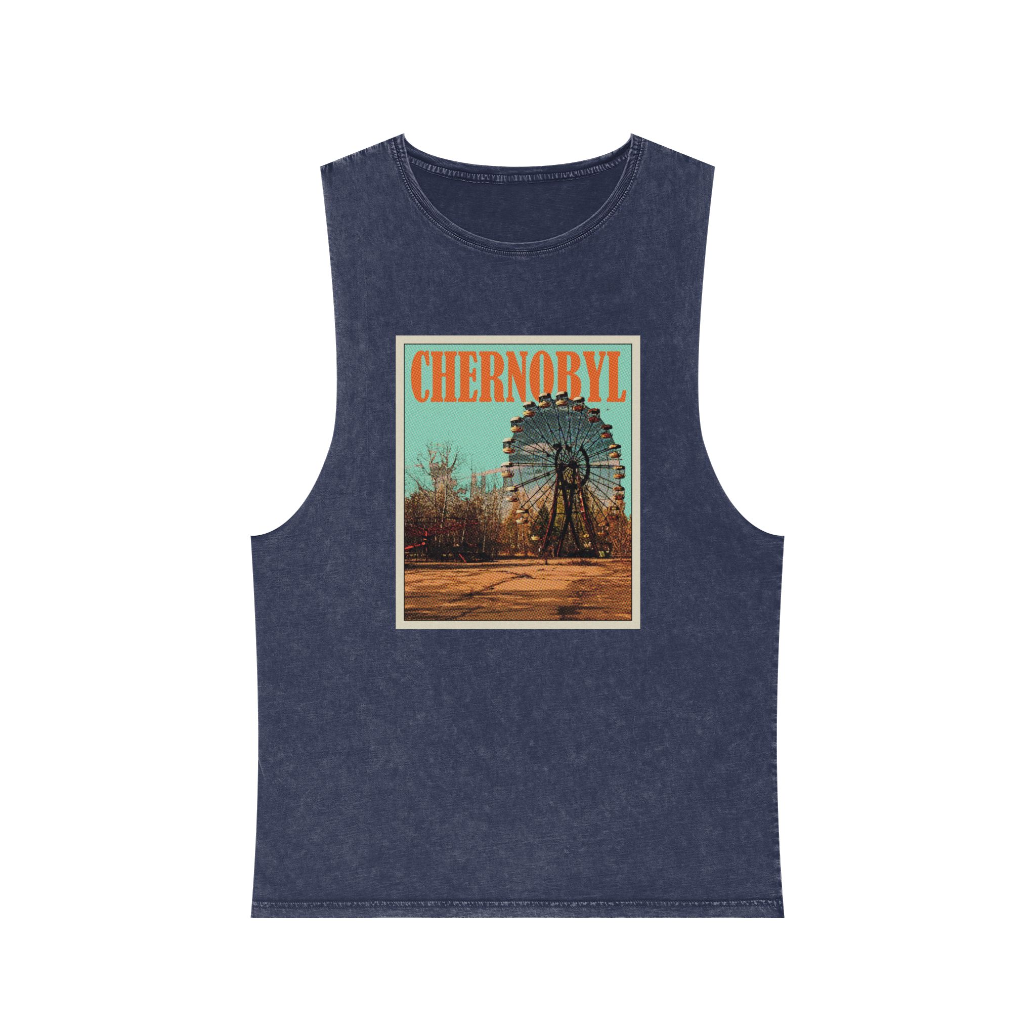 Chernobyl Retro Travel Poster Unisex Stonewash Tank Top - Image 13