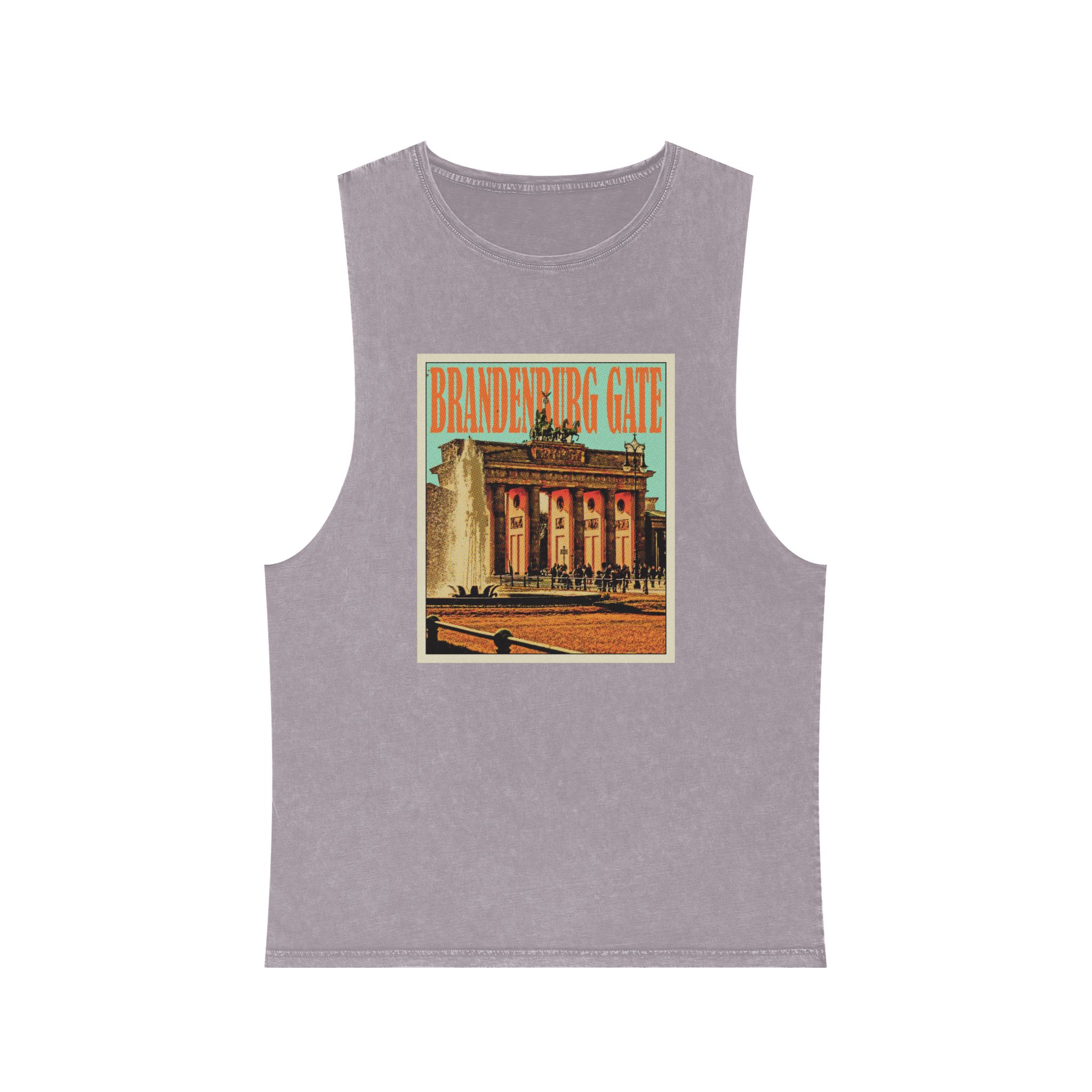 Brandenburg Gate Retro Travel Poster Unisex Stonewash Tank Top - Image 17