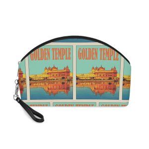 Golden Temple Retro Travel Poster (1) Makeup Bag