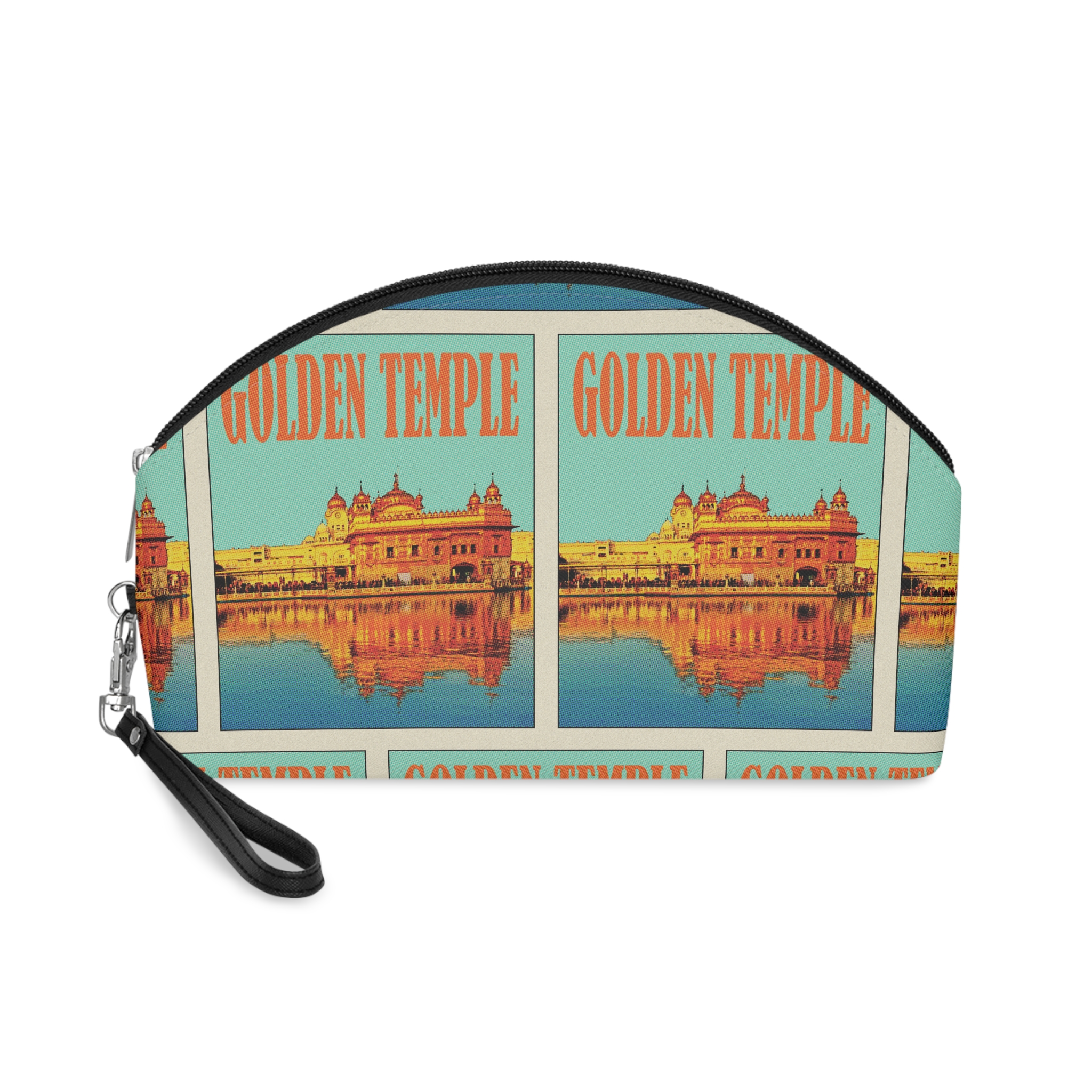 Golden Temple Retro Travel Poster (1) Makeup Bag
