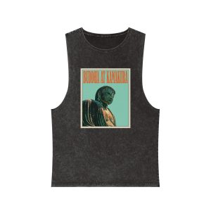 Buddha Kamakura Retro Travel Poster Unisex Stonewash Tank Top