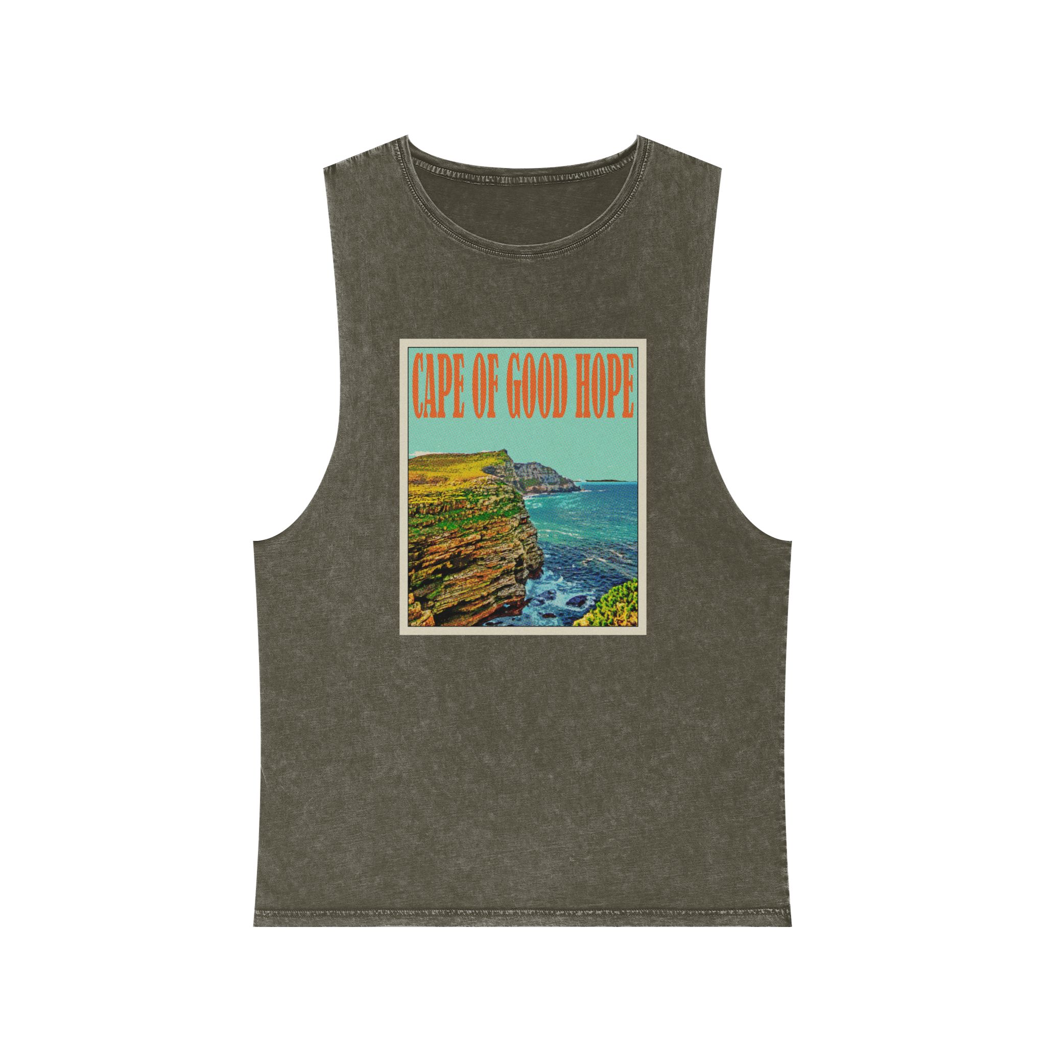 Cape Good Hope Retro Travel Poster Unisex Stonewash Tank Top - Image 5