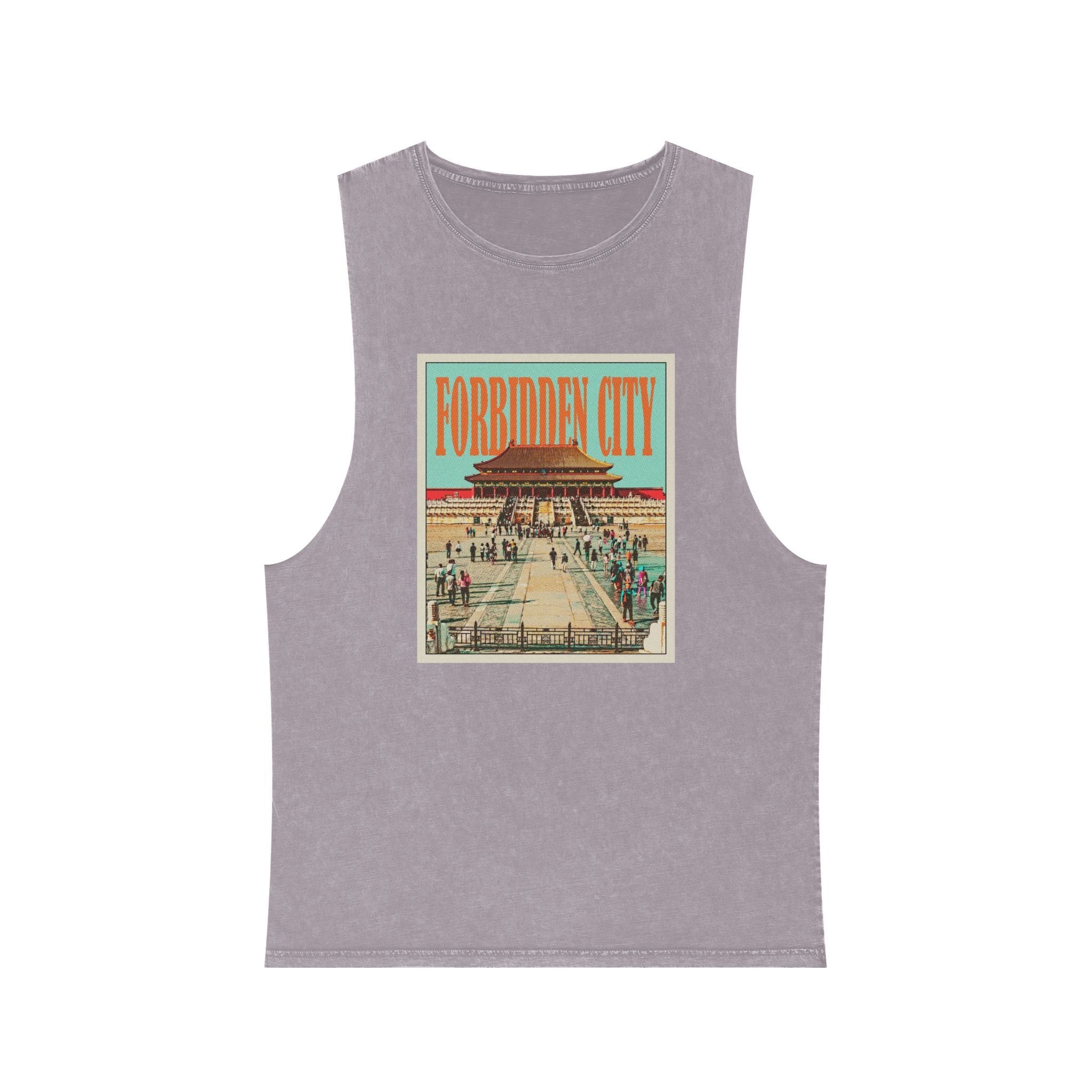 Forbidden City Retro Travel Poster (1) Unisex Stonewash Tank Top - Image 17