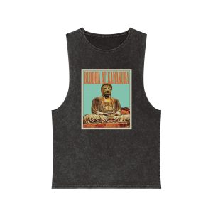 Buddha Kamakura Retro Travel Poster (1) Unisex Stonewash Tank Top