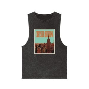 Chrysler Building Retro Travel Poster Unisex Stonewash Tank Top