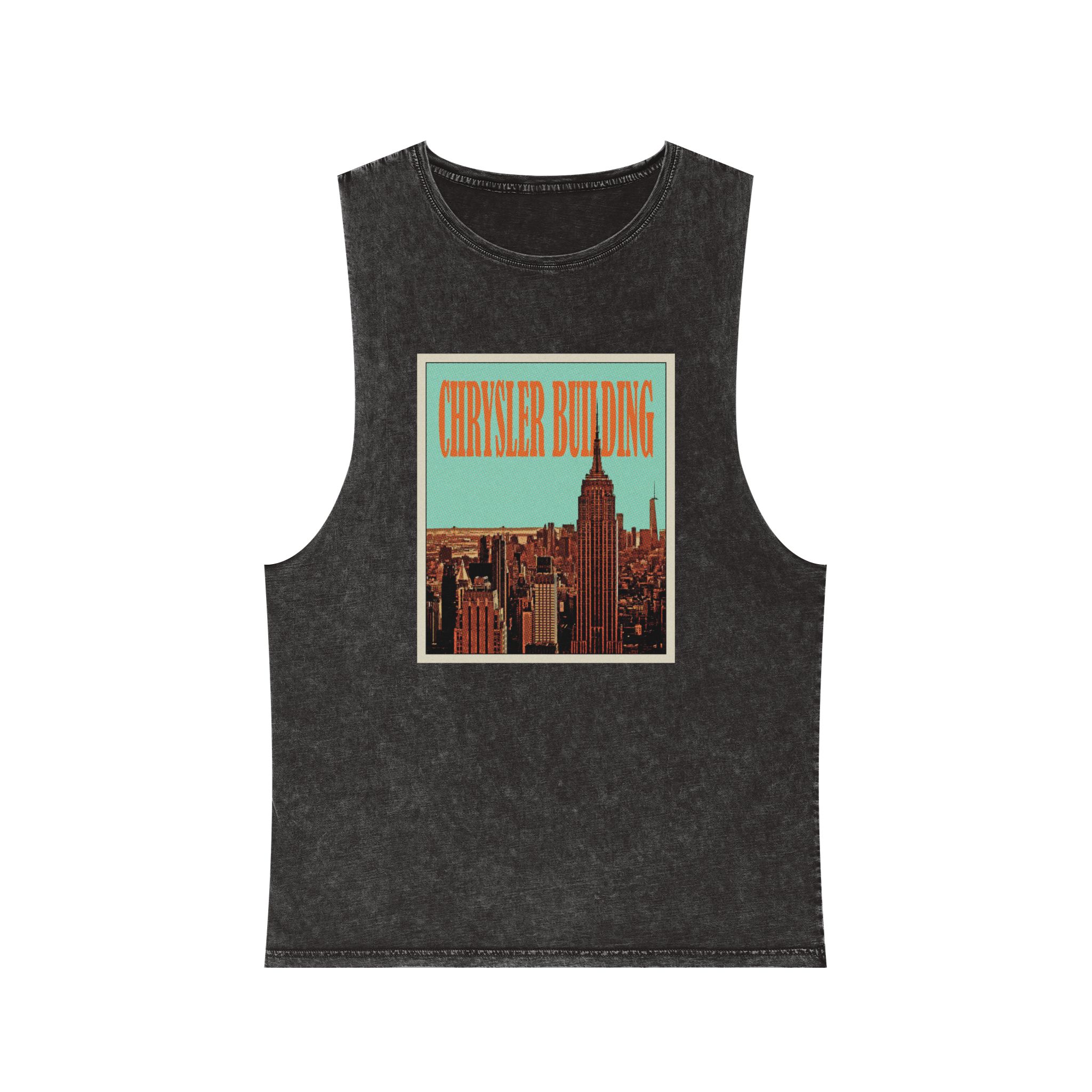 Chrysler Building Retro Travel Poster Unisex Stonewash Tank Top